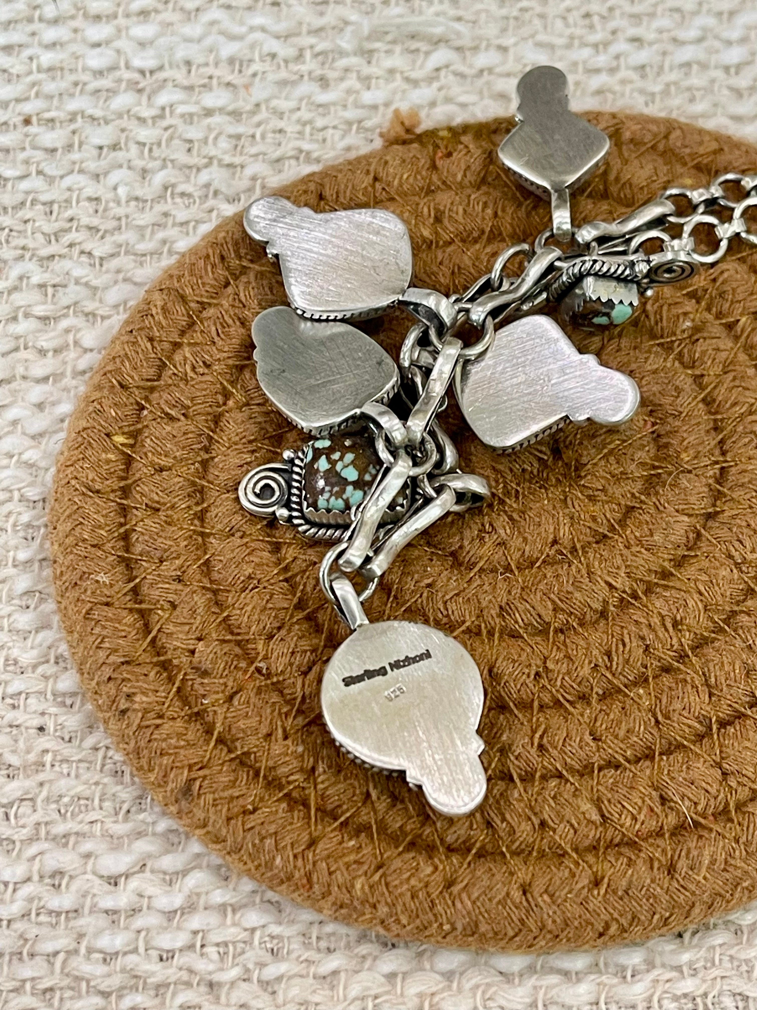 Handmade Sterling Silver Number 8 Turquoise Necklace with Signed Nizhoni