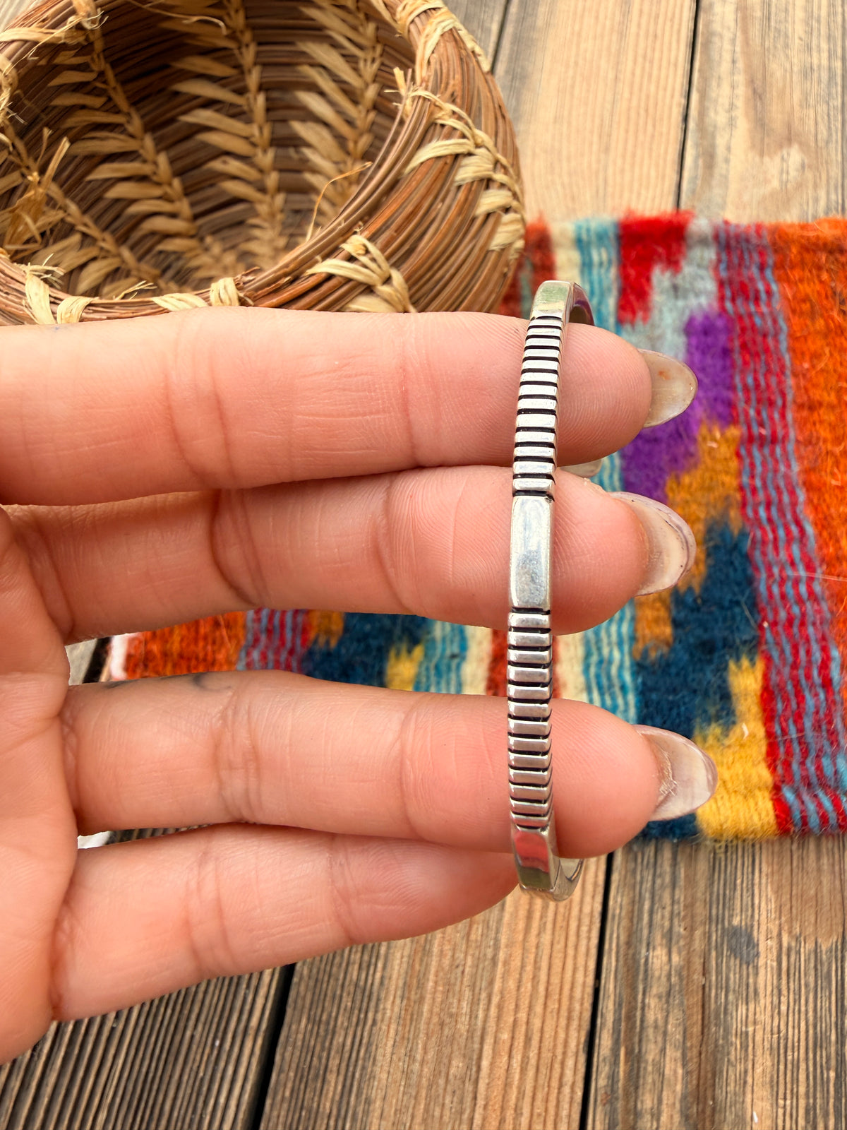 Handcrafted Old Pawn Sterling Silver Cuff Bracelet