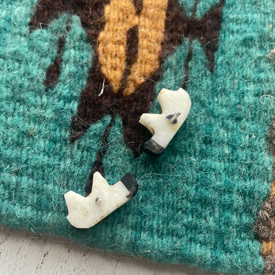 Zuni Hand Carved Bear Stud Earrings