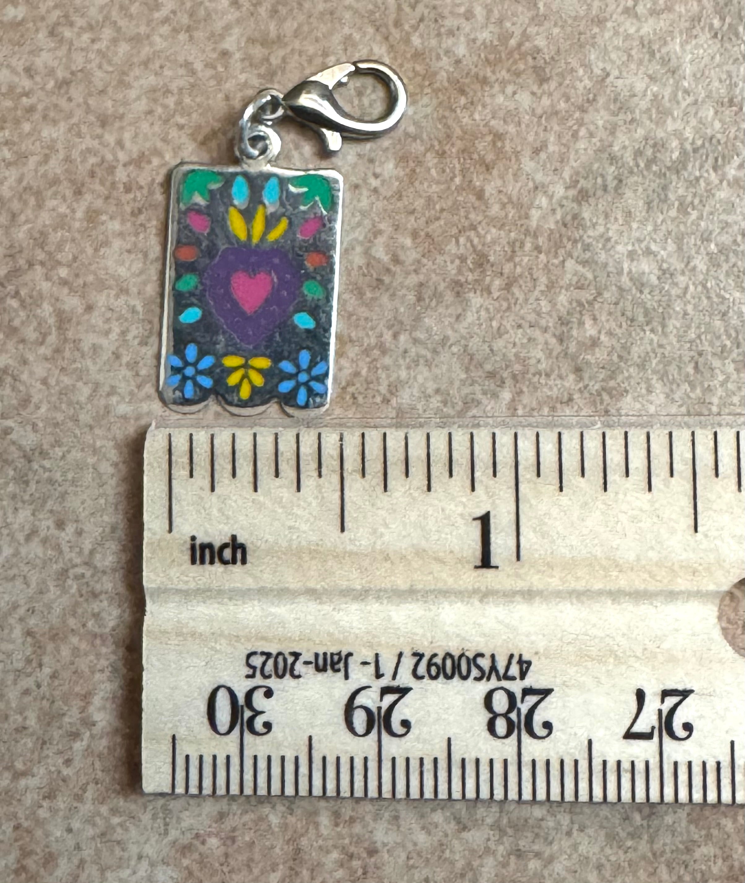 Multicolored Heart PostCard Sterling Silver Charm