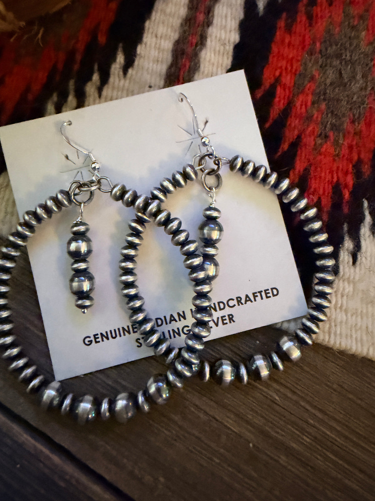 Handcrafted Sterling Silver Pearl Beaded Dangle Hoop Earrings