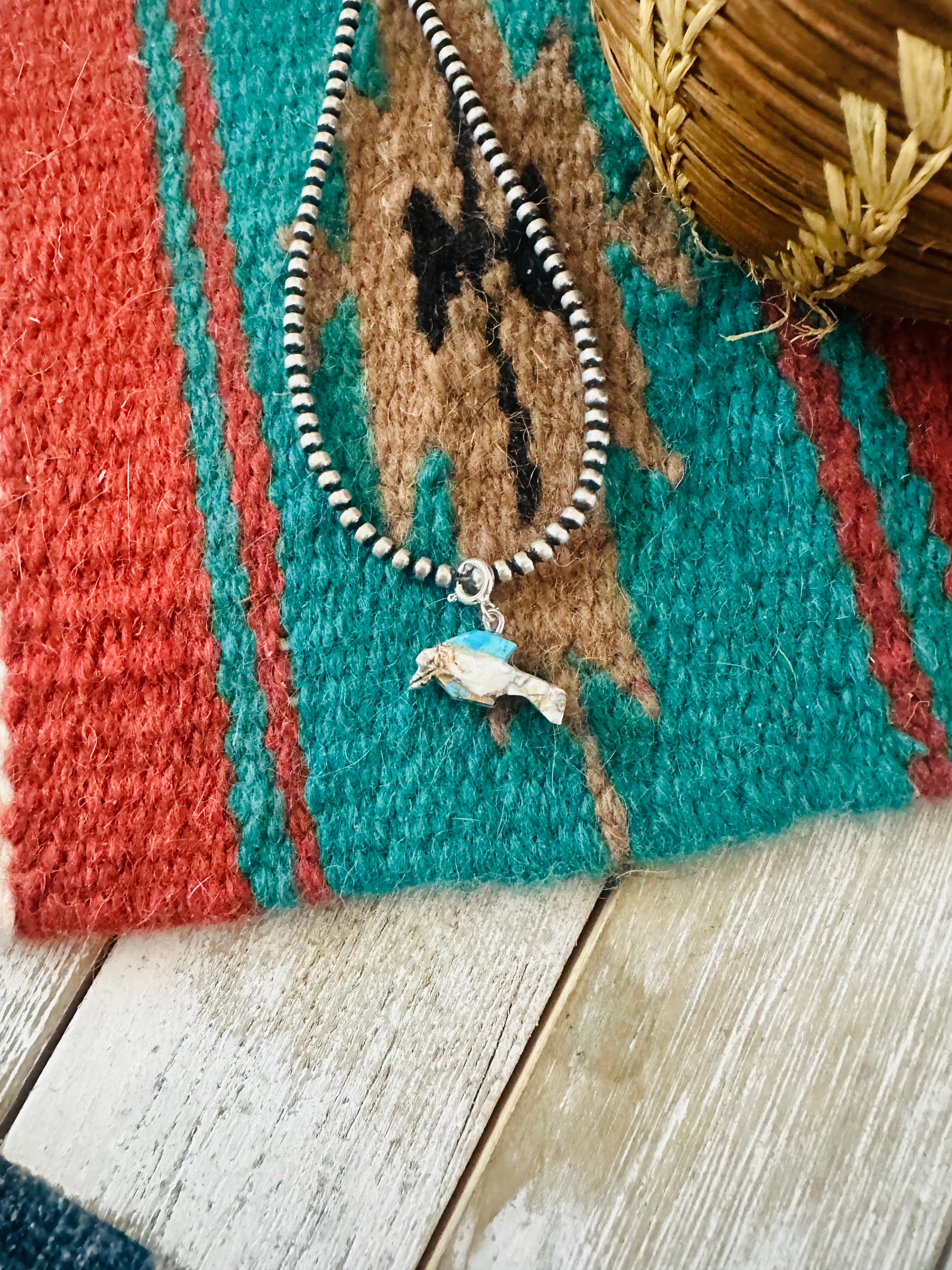 Handcrafted & Hand Carved Blue Mojave Dolphin Charm