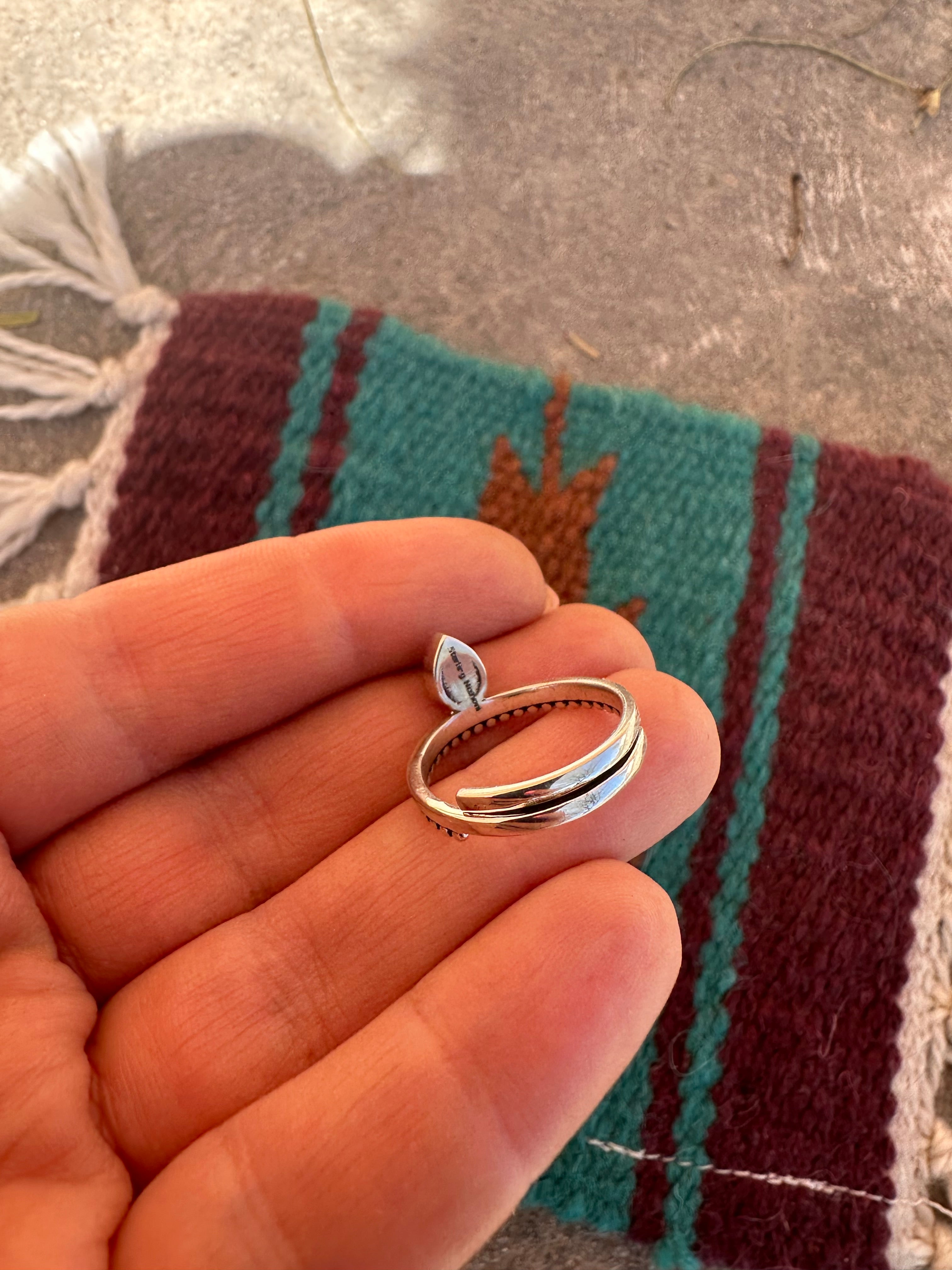 The Bisbee Beautiful Handmade White Buffalo And Sterling Silver Adjustable Ring