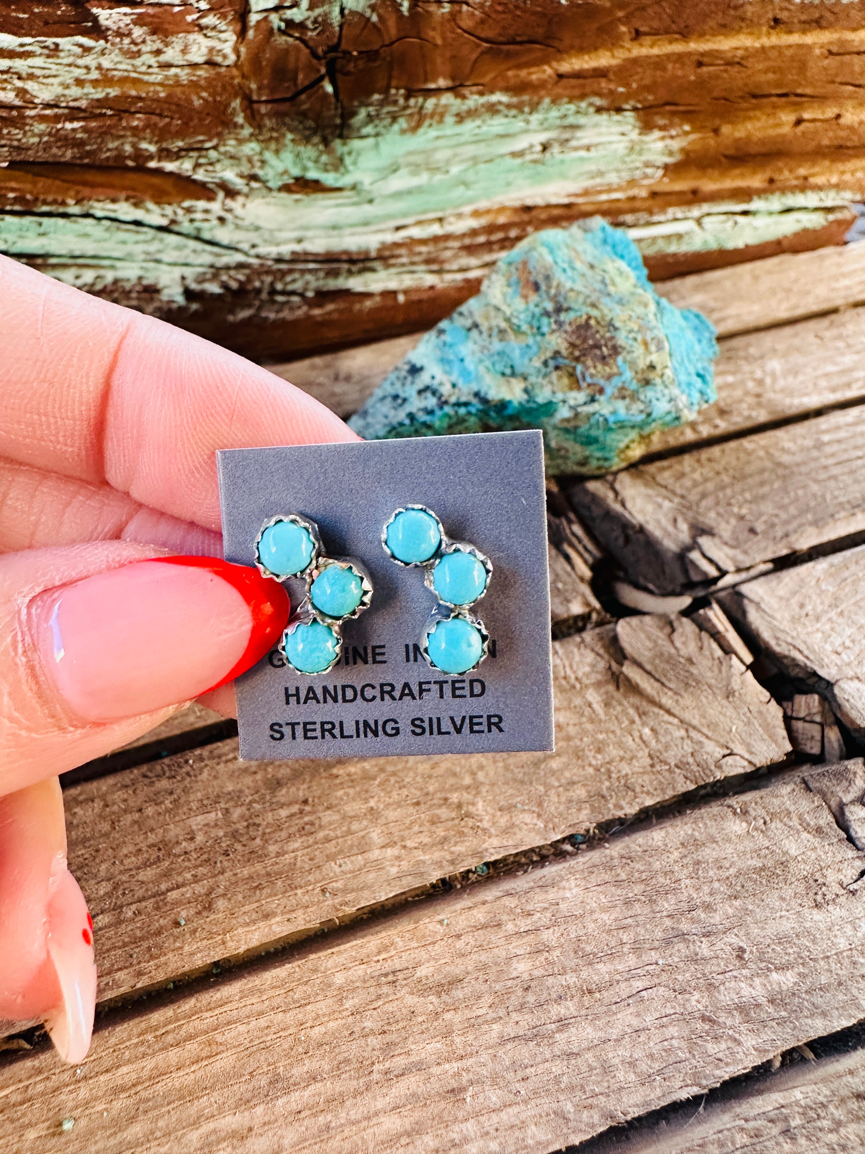 Handcrafted Turquoise & Sterling Silver Stud Earrings