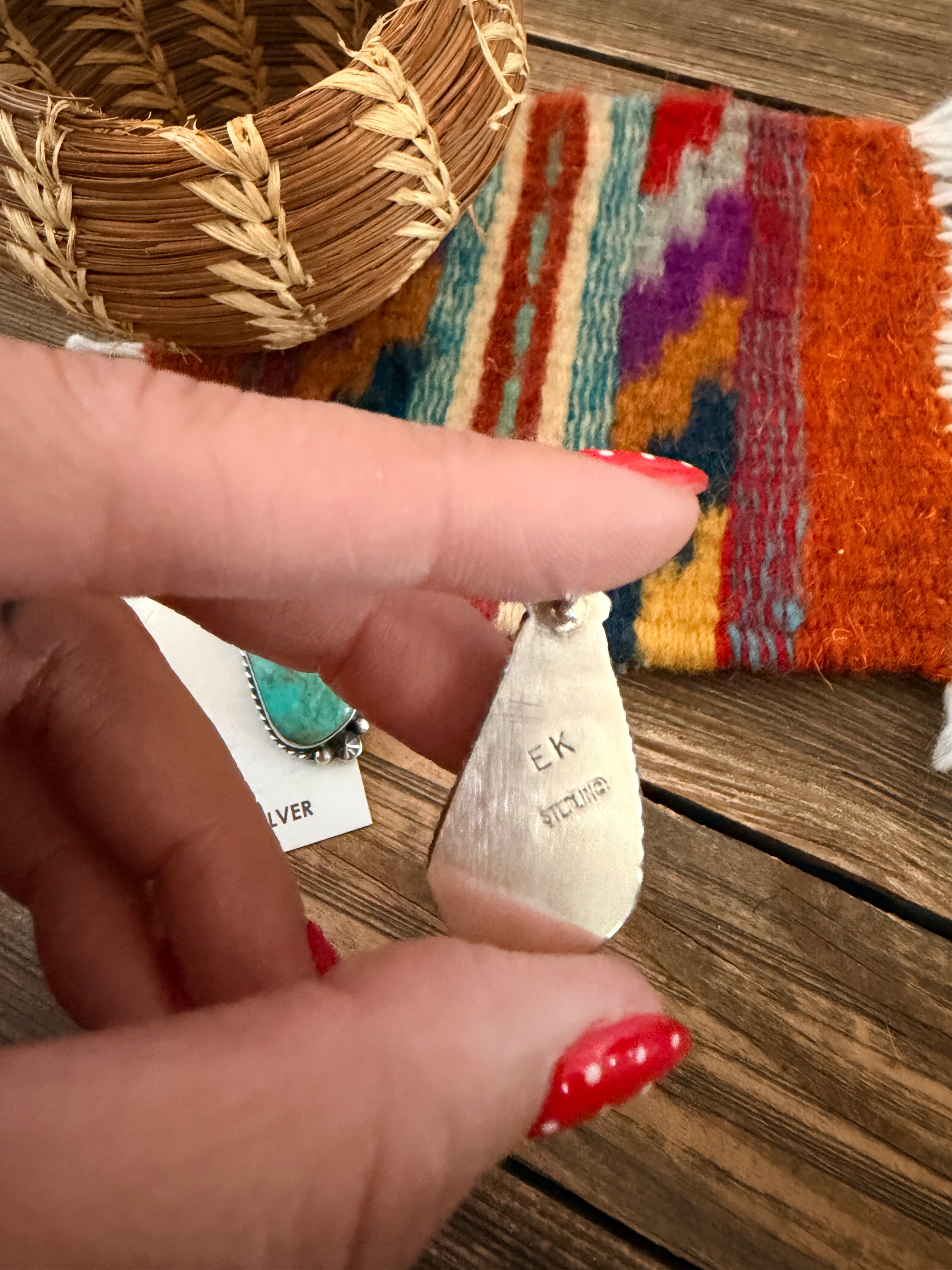 Handcrafted Turquoise & Sterling Silver Post Earrings