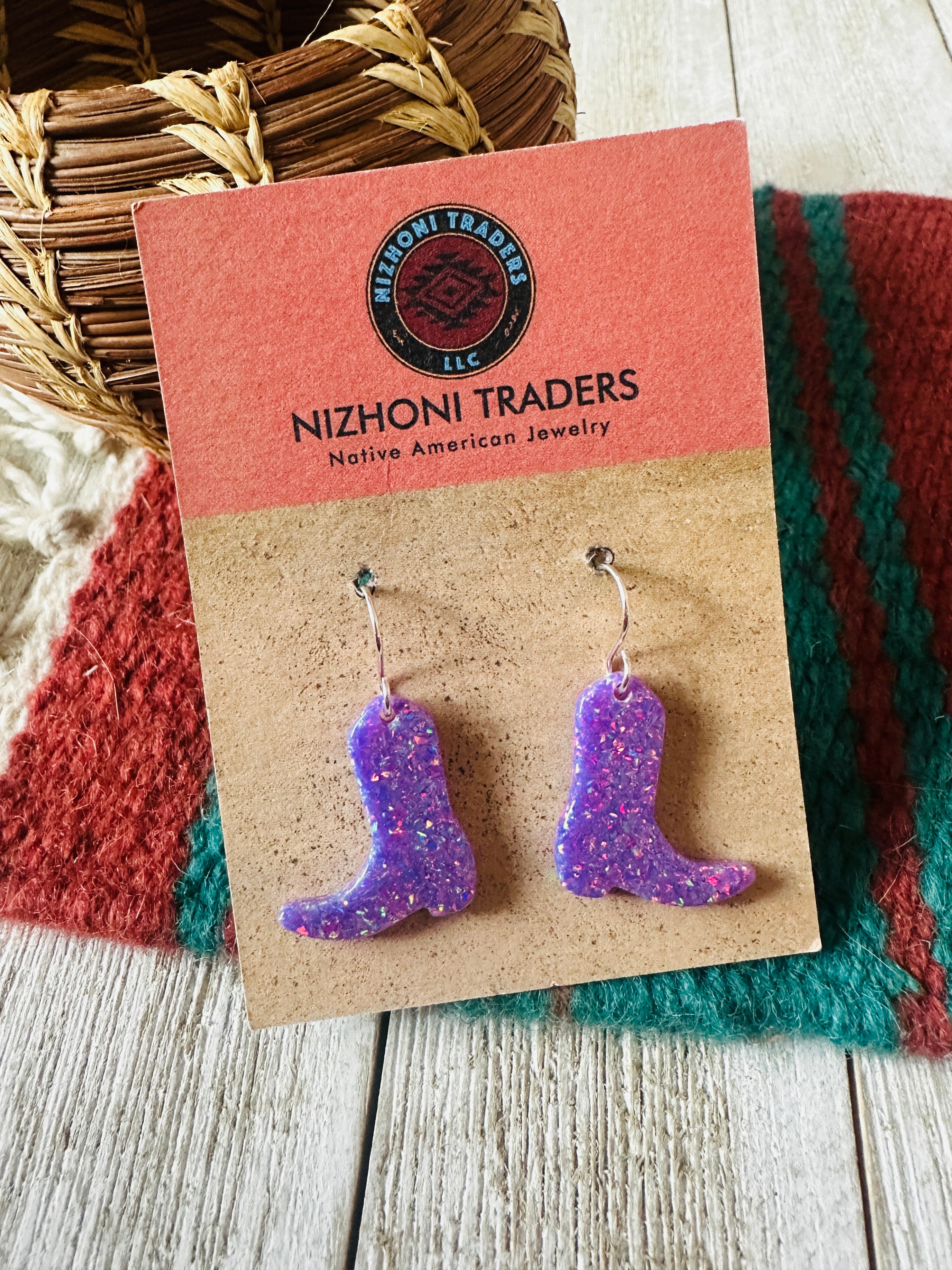 Handcrafted Sterling Silver & Opal Cowboy Boot Dangle Earrings