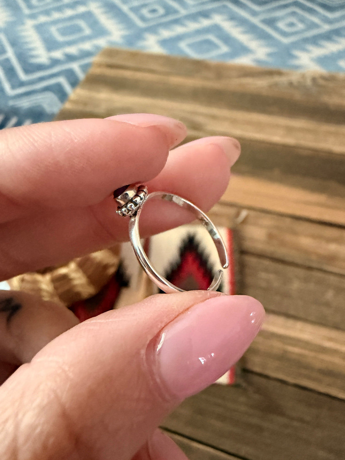 Handmade Sterling Silver & Purple Mojave Adjustable Ring