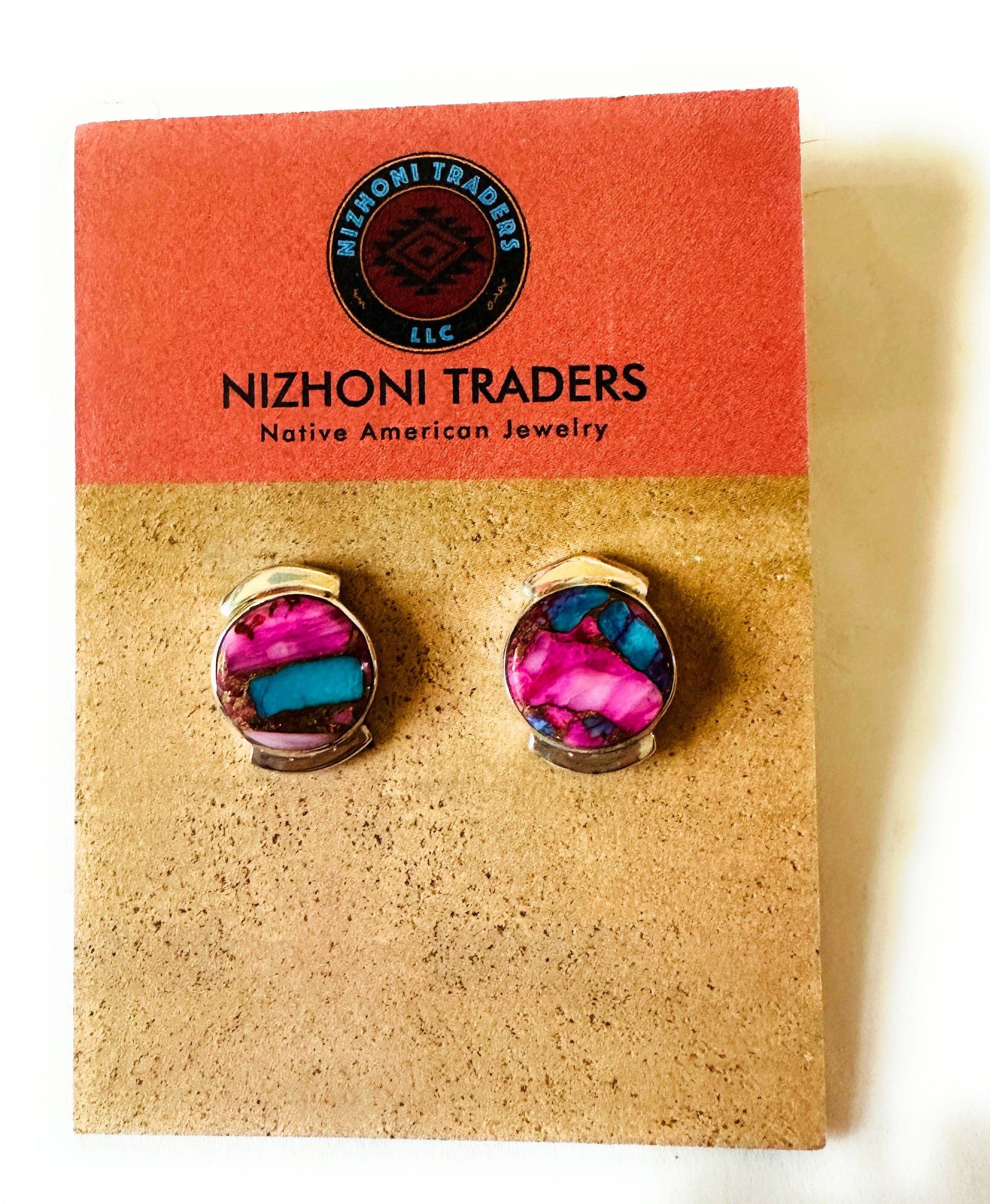 Navajo Sterling Silver & Pink Dream Mojave Post Earrings