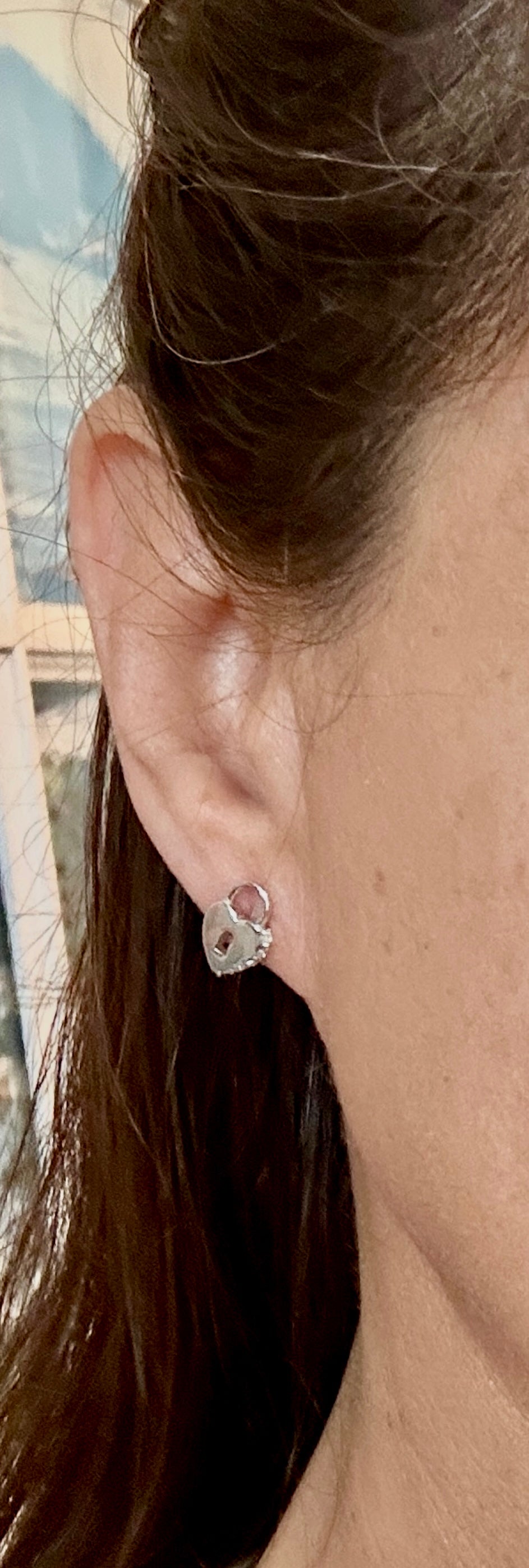 Heart Locket w/ CZ and Sterling Silver Earrings