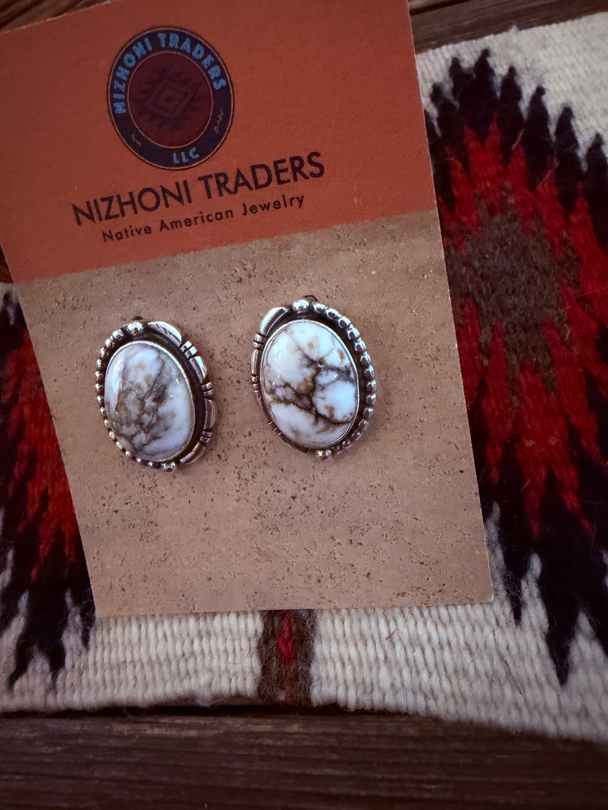 Handcrafted White Buffalo & Sterling Silver Post Earrings