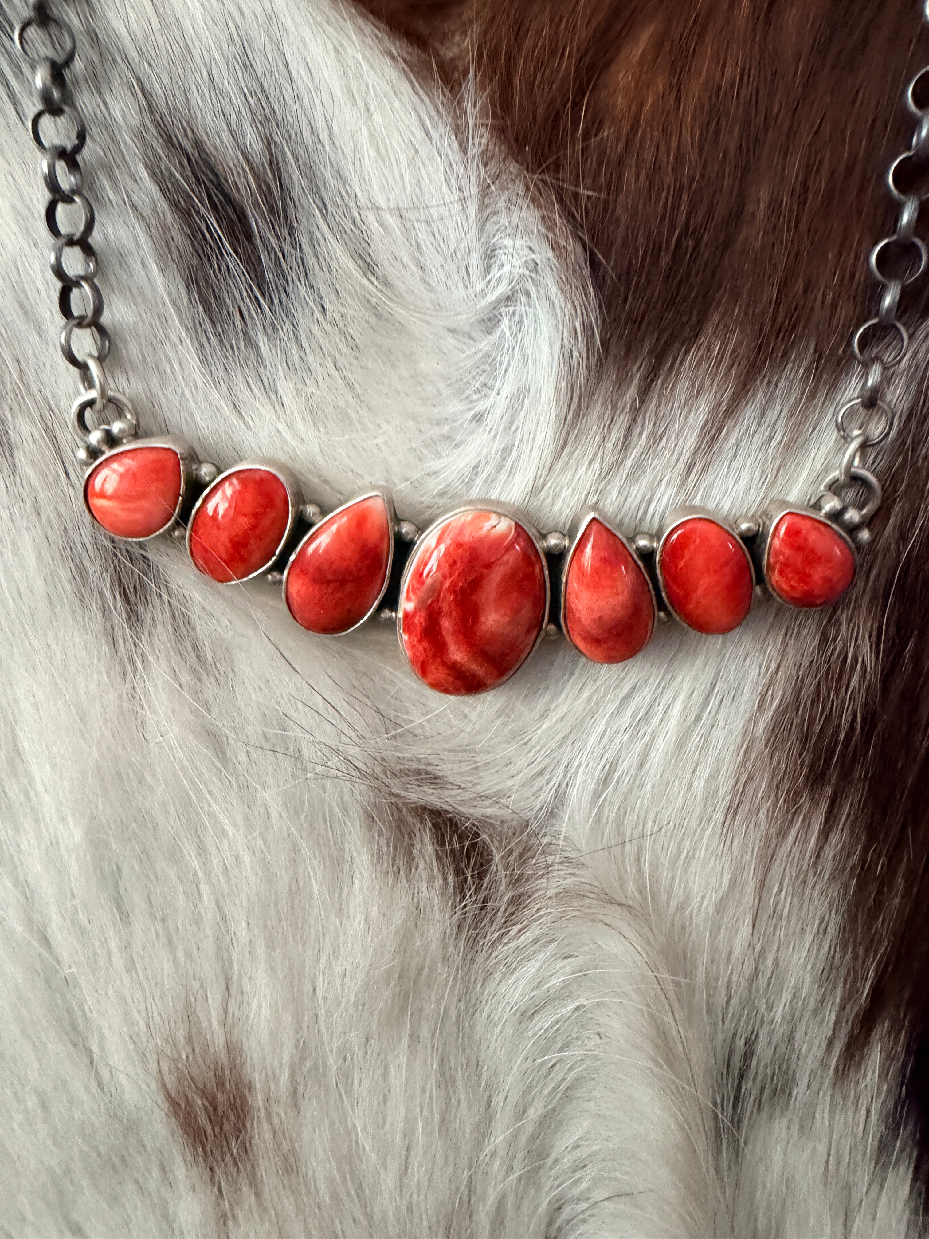 Handcrafted Spiny Oyster & Sterling Silver Necklace by Elouise Richards