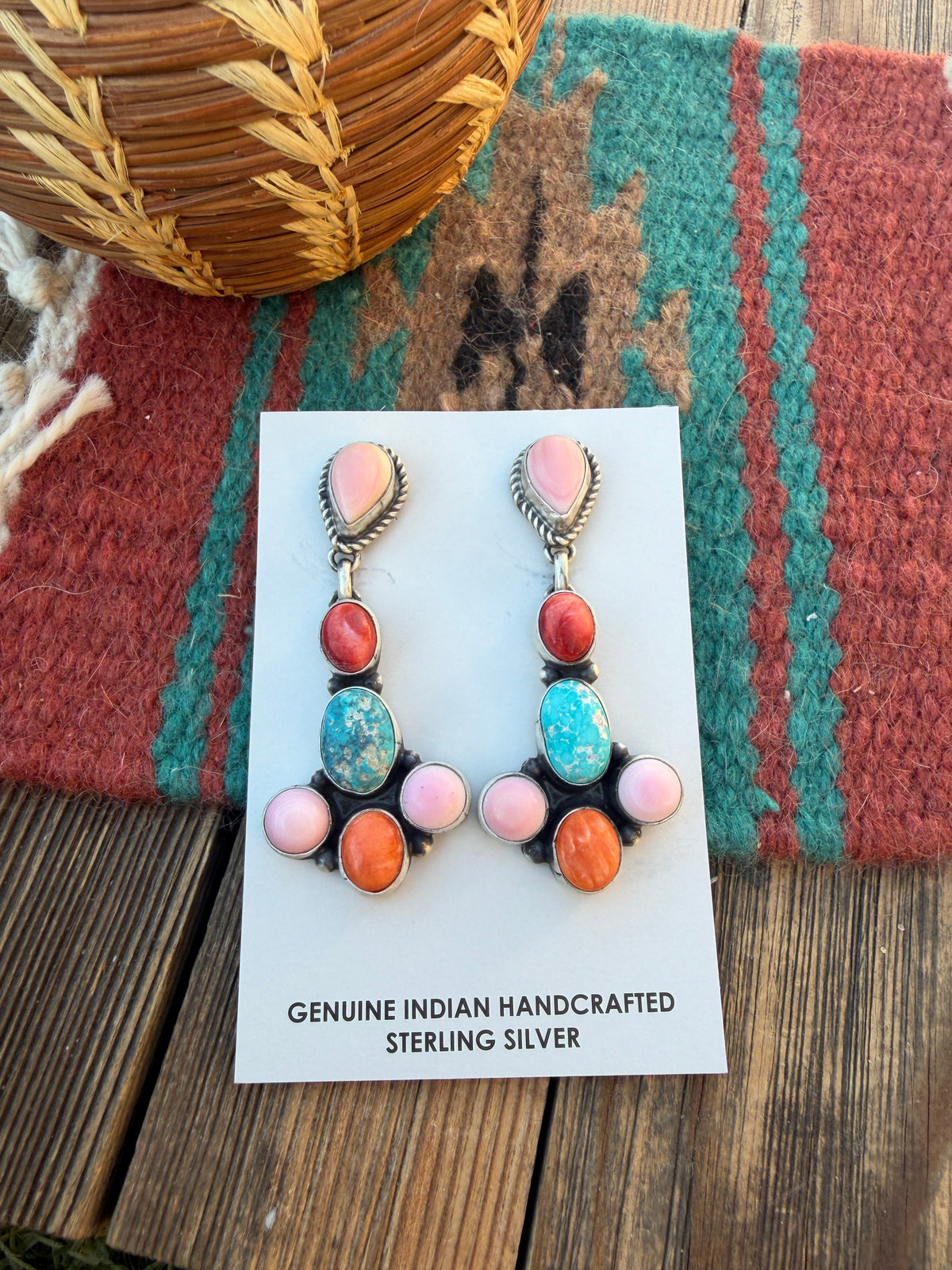 Handcrafted Multi Stone & Sterling Silver Dangle Earrings