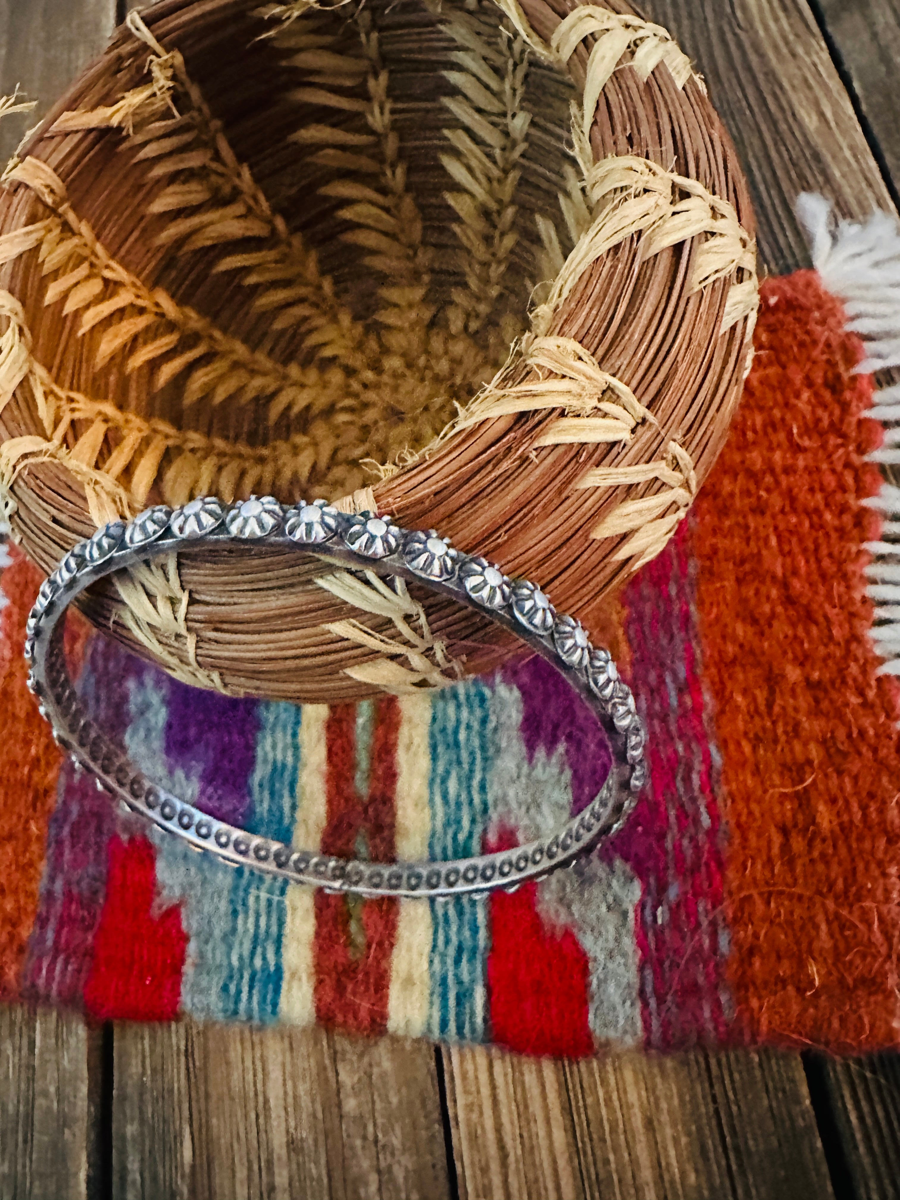 Handcrafted Sterling Silver Studded Bangle Bracelet by Kevin Billah