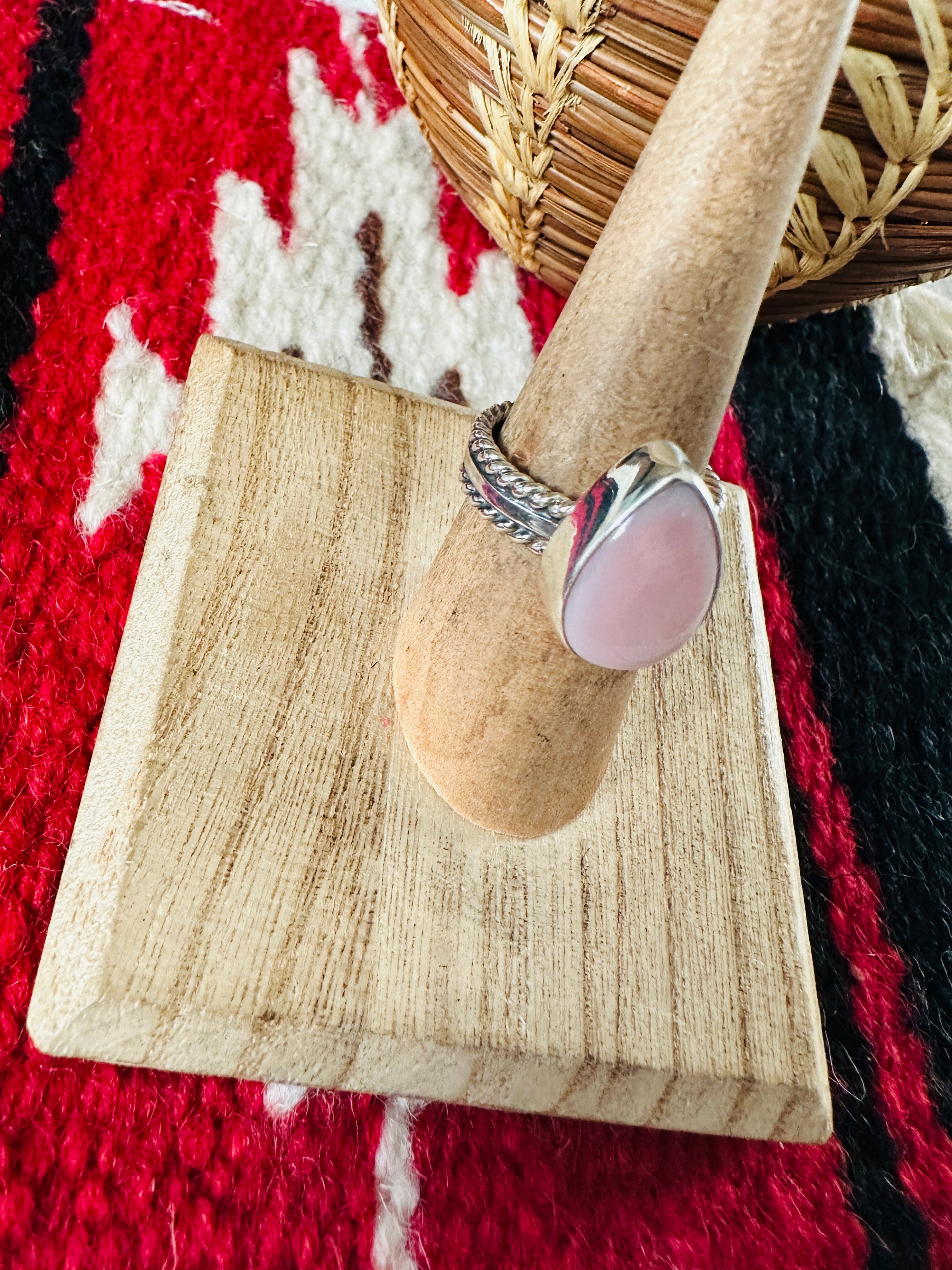 Navajo Sterling Silver & Queen Pink Conch Ring