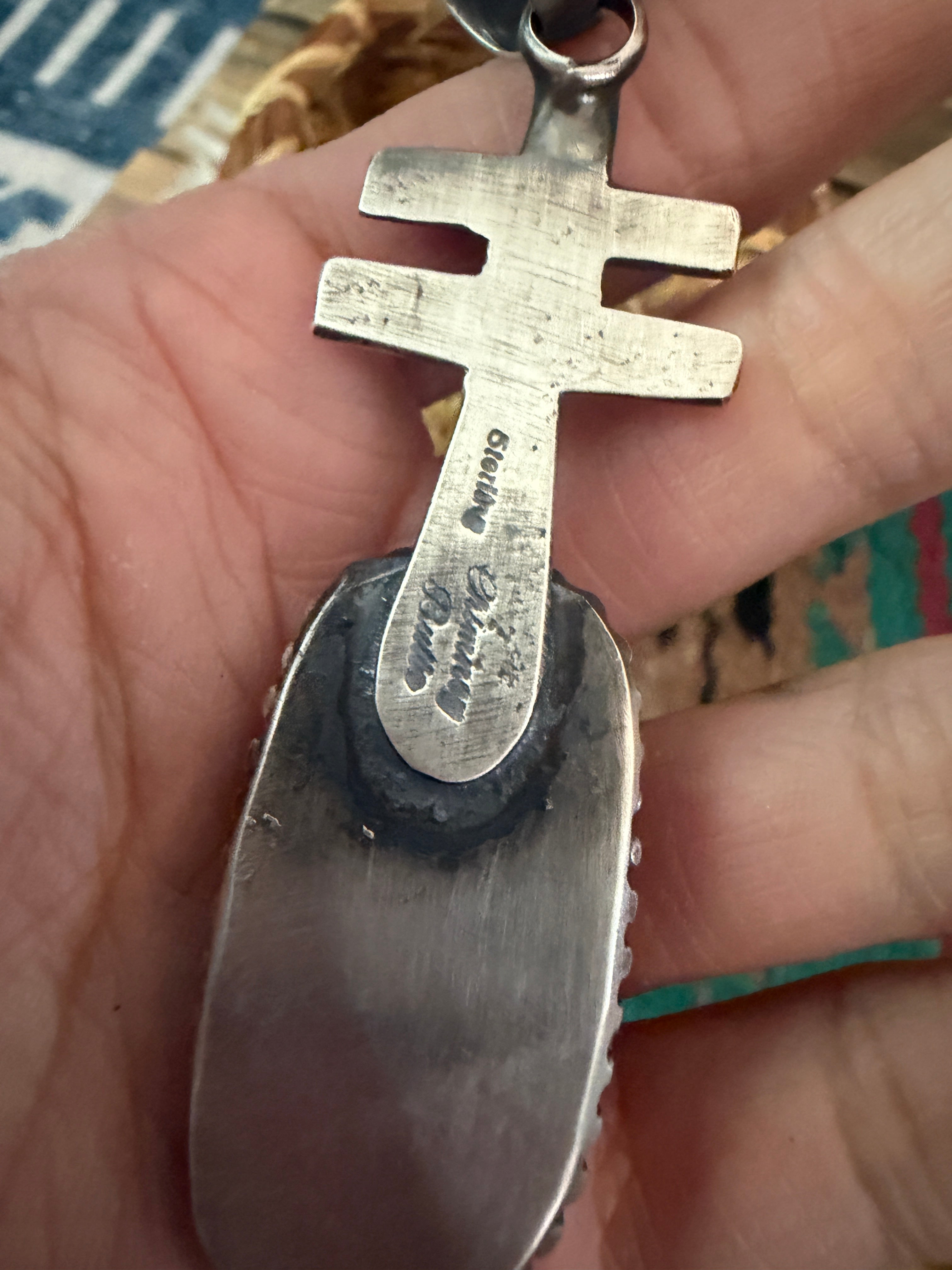 Handcrafted Sterling Silver, Coral & Sonoran Gold Turquoise Pendant by Chimney Butte