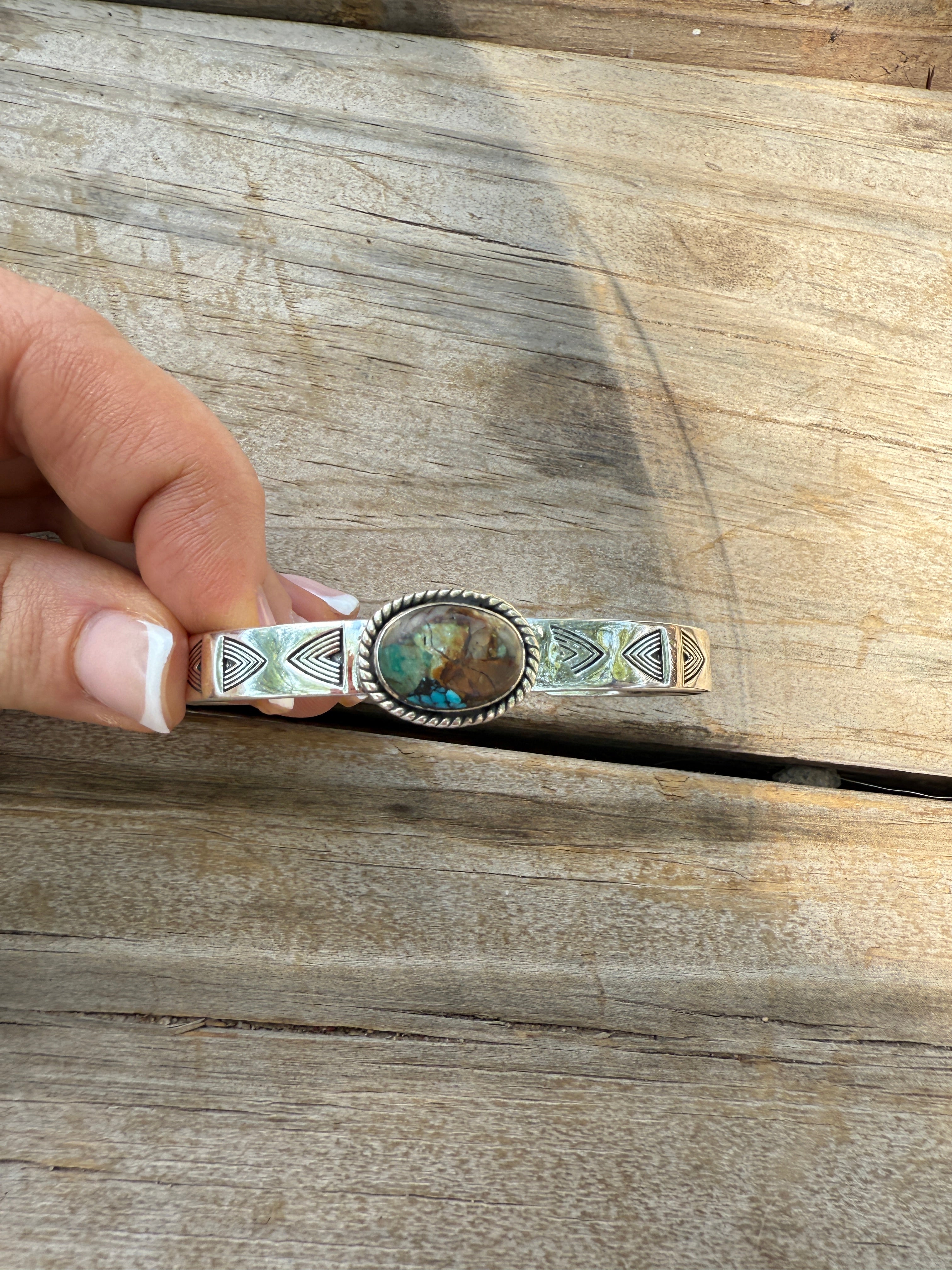 Handmade Sterling Silver & Royston Turquoise Cuff Bracelet