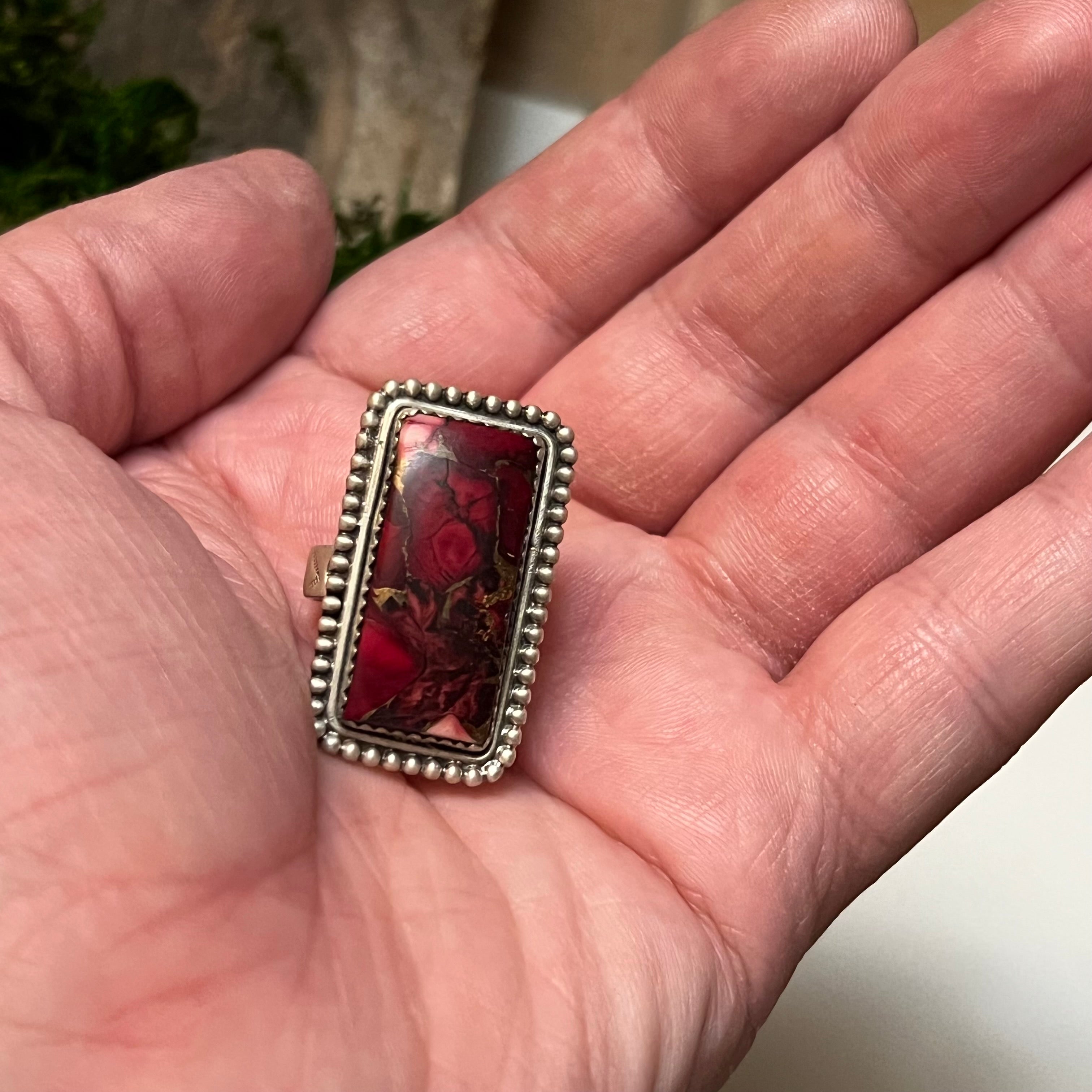 Handmade Sterling Silver Rose Dahlia Rectangle Ring