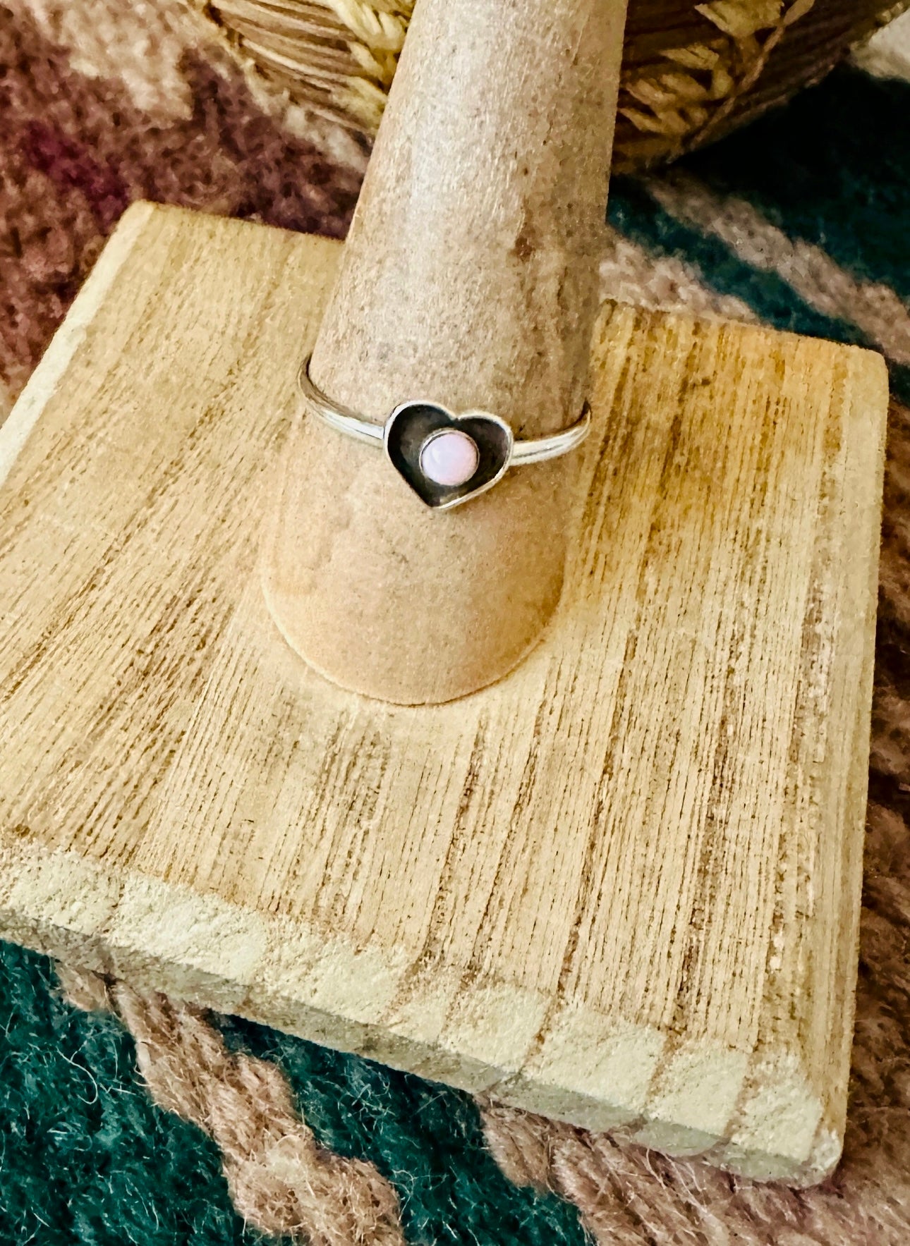 Handcrafted Sterling Silver & Queen Pink Conch Heart Ring