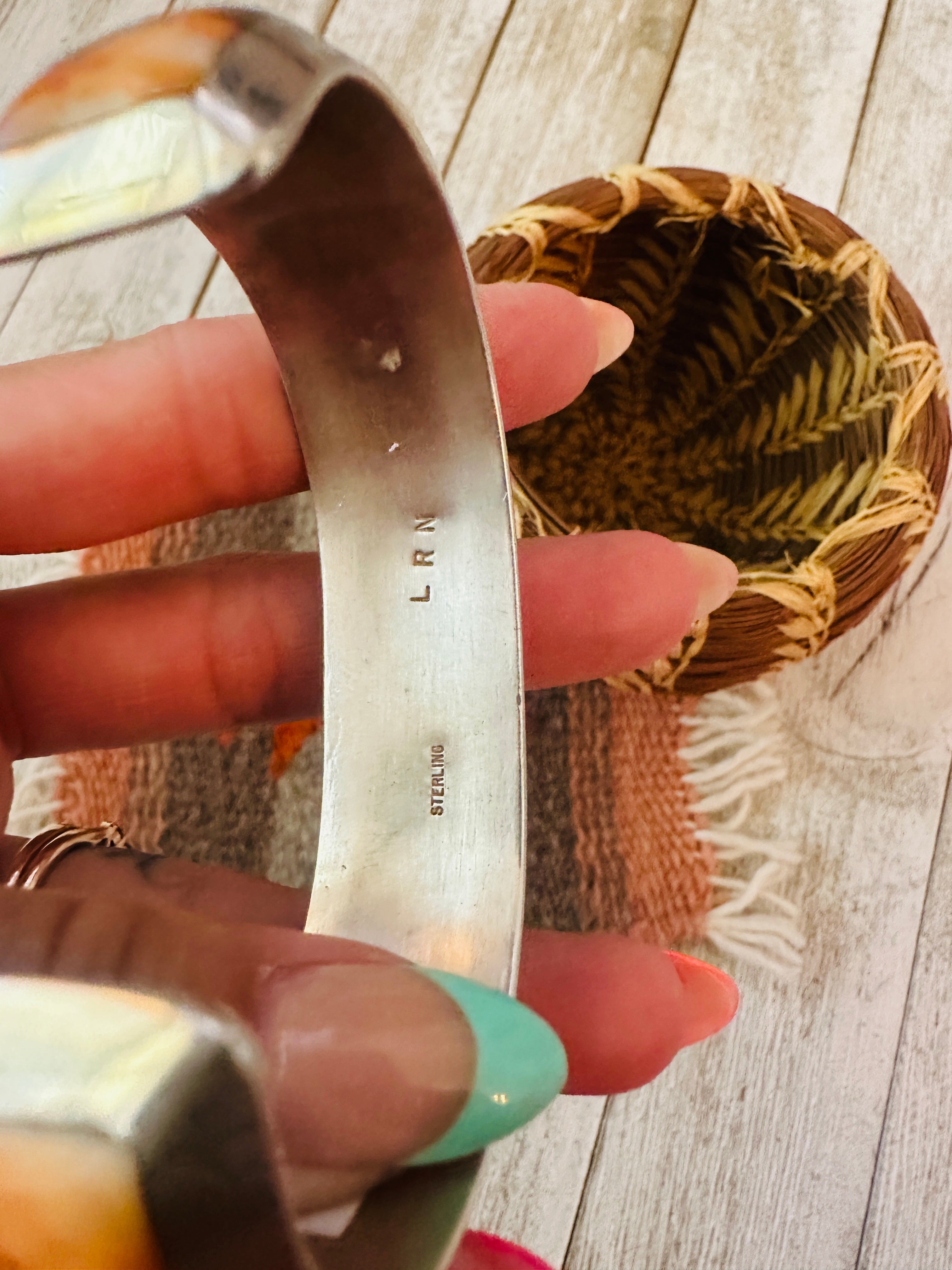 Handcrafted Multi Stone & Sterling Silver Inlay Cuff Bracelet