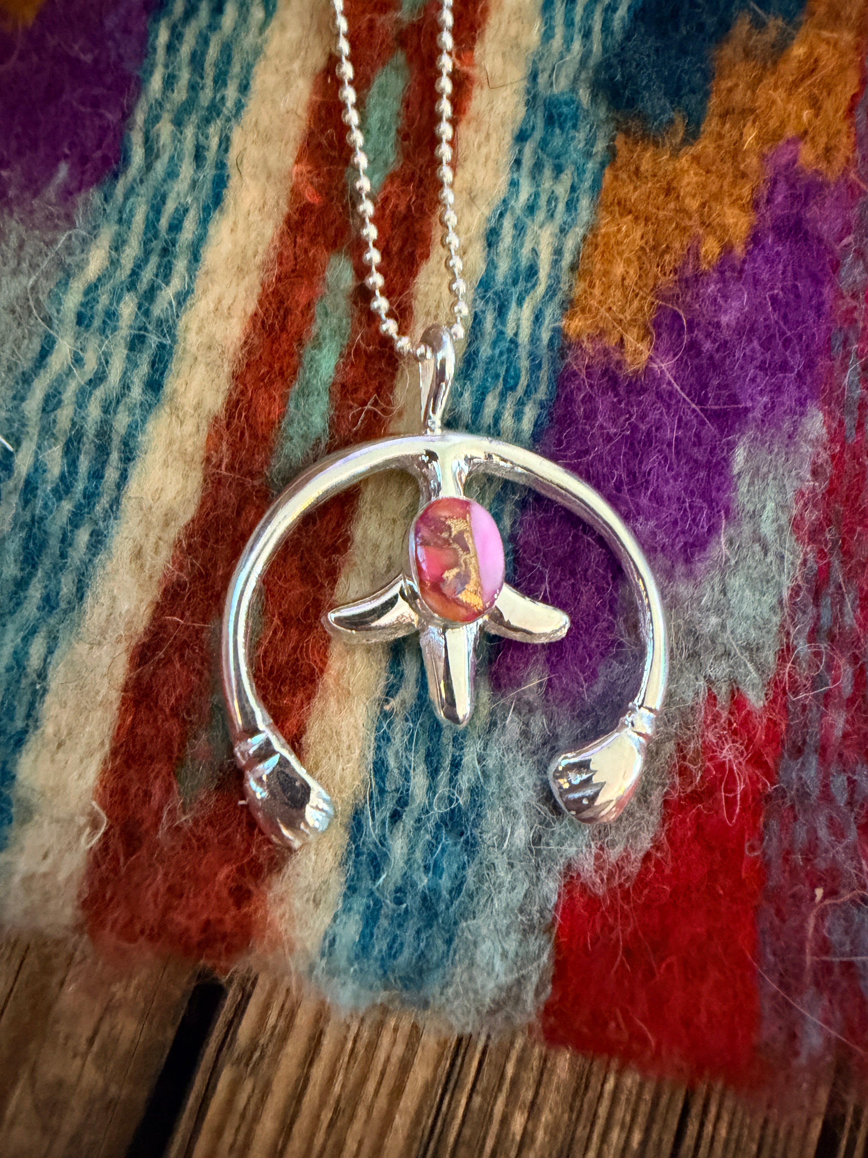 Handcrafted Sterling Silver & Pink Dream Mojave Naja Pendant by Joseph Martinez