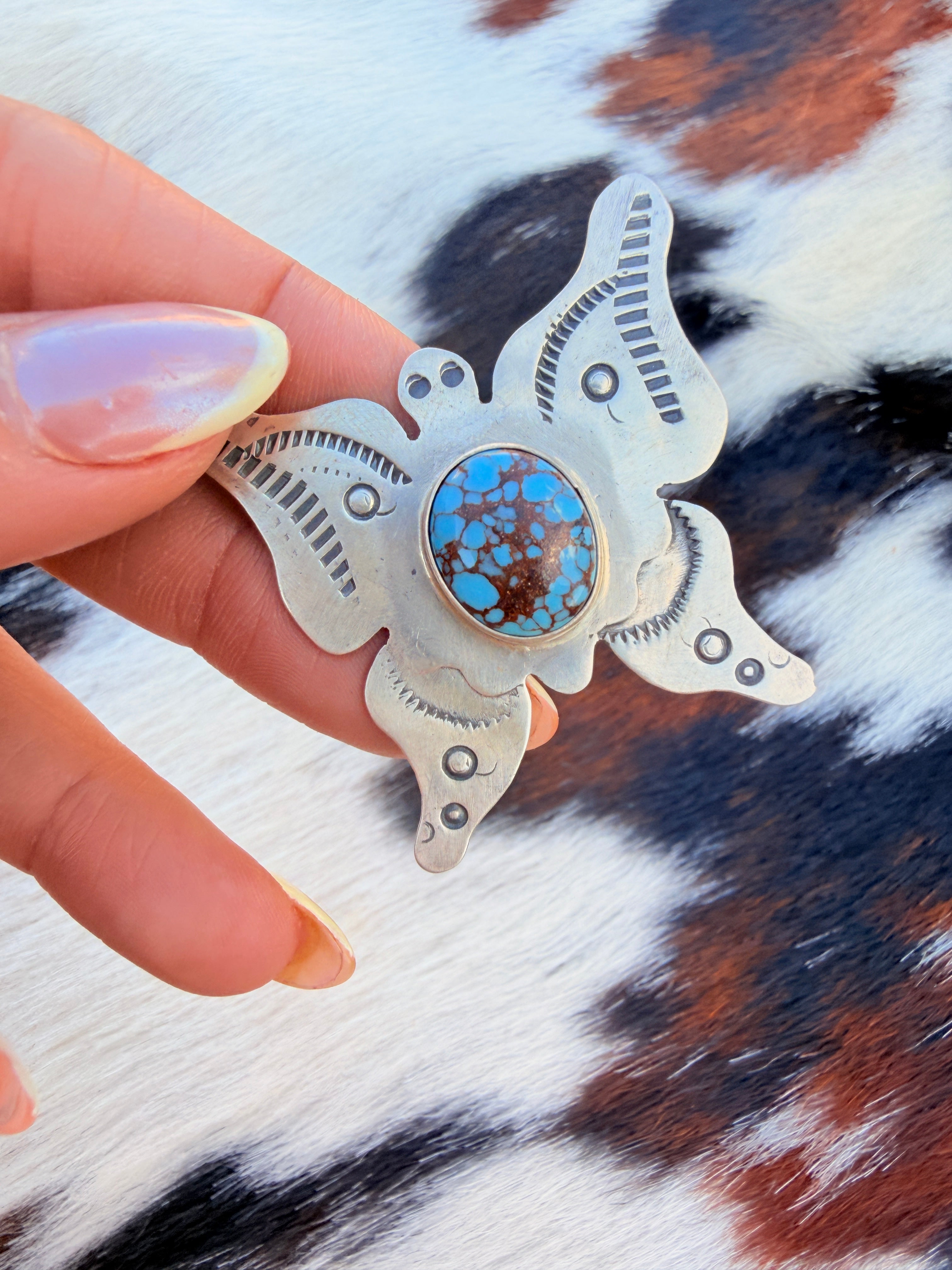 Handcrafted Turquoise & Sterling Silver Adjustable Butterfly Ring