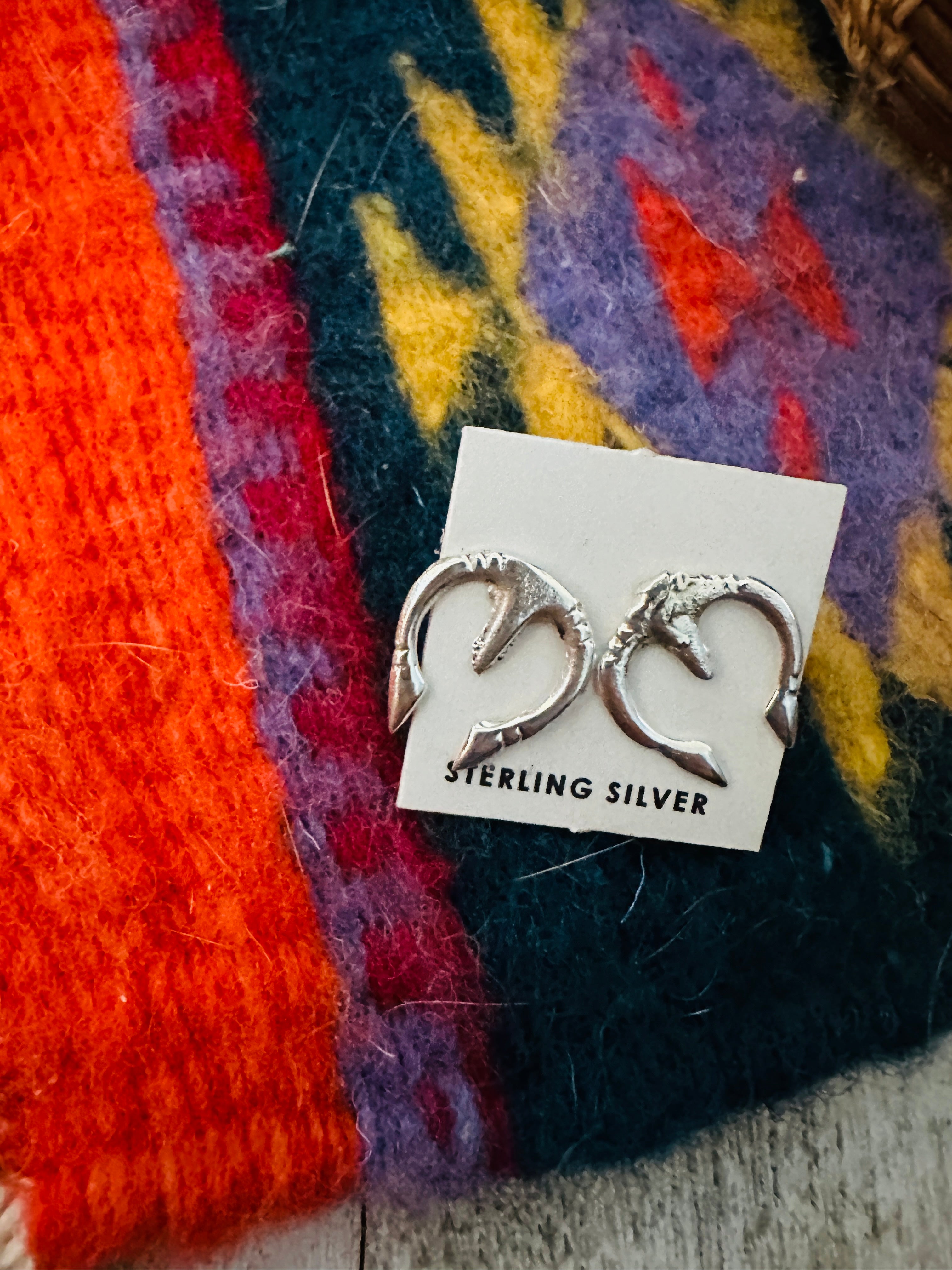 Navajo Sterling Silver Pearl Naja Stud Earrings