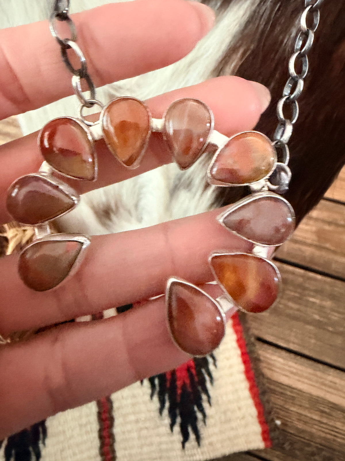 Handcrafted Chalcedony & Sterling Silver Naja Necklace