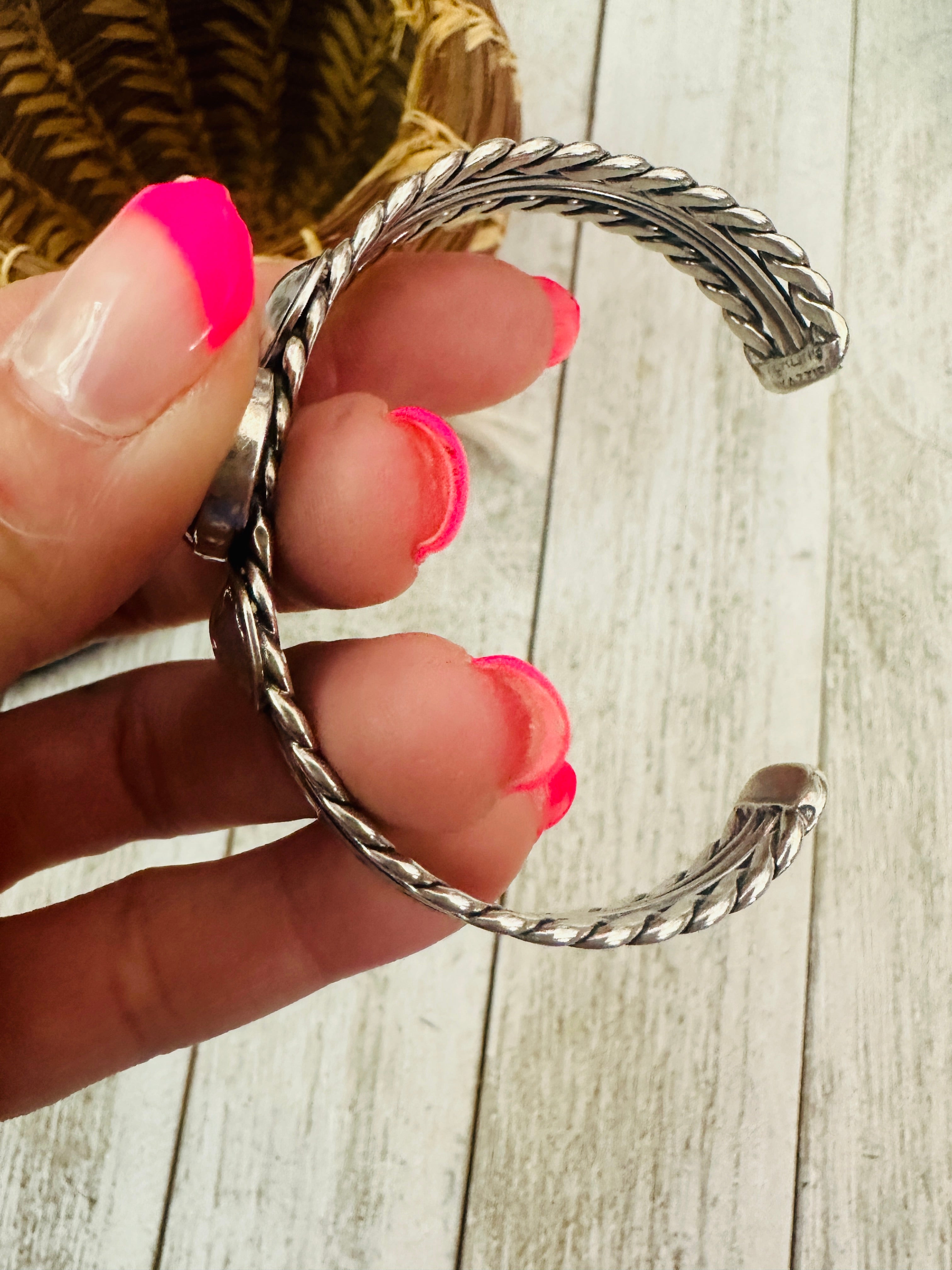 Navajo Pink Dream Mojave & Sterling Silver Cuff Bracelet