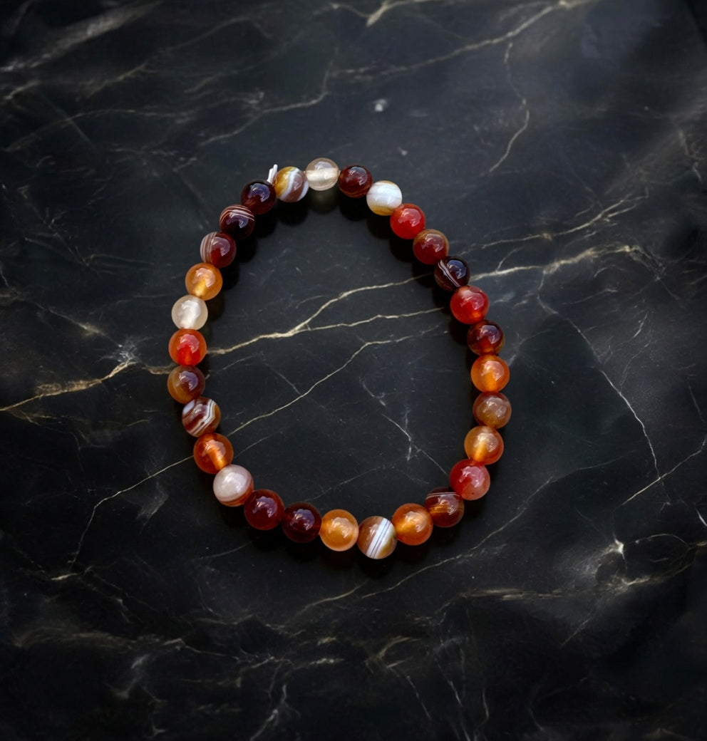 Red Agate 6mm beaded stretch bracelet