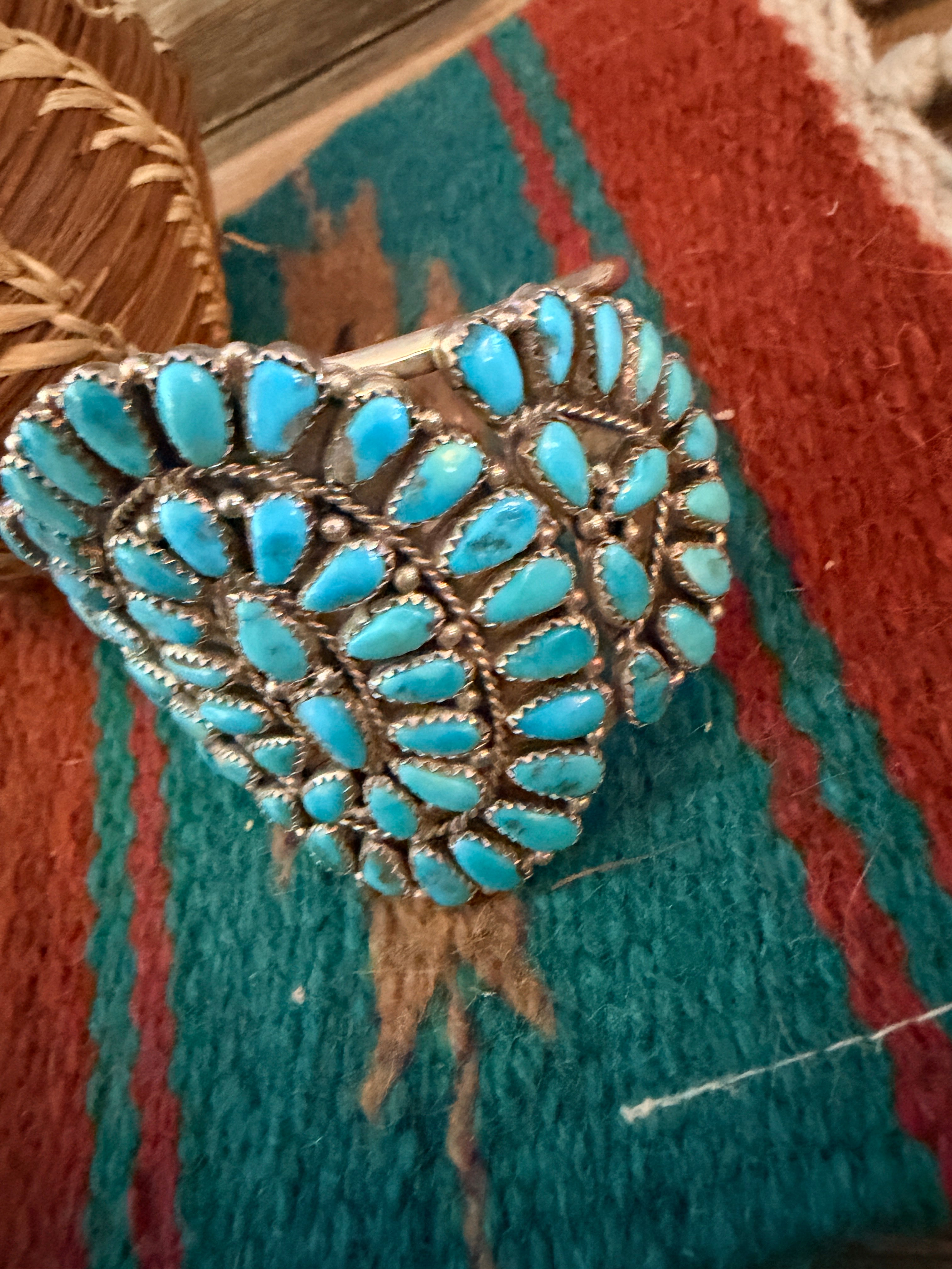 Handcrafted Turquoise & Sterling Silver Cluster Cuff Bracelet By Juliana Williams