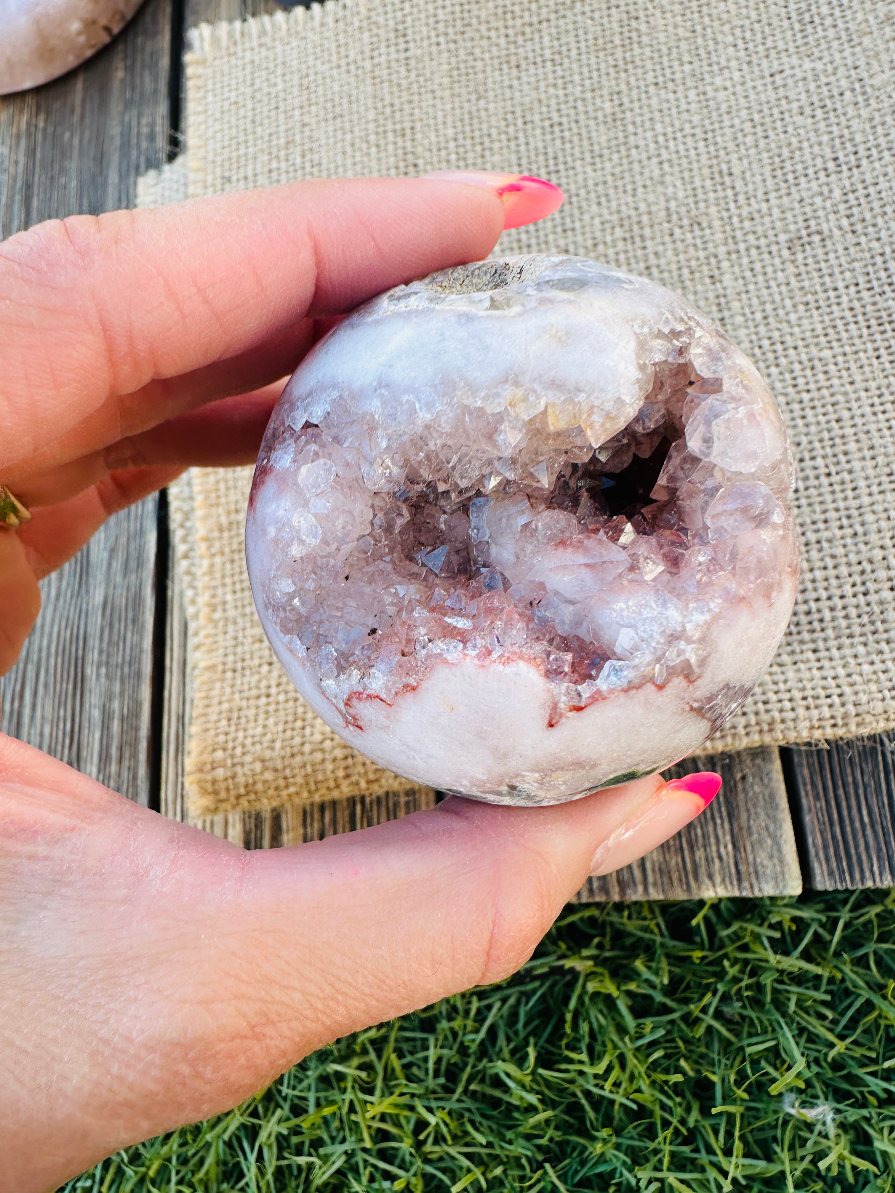 ✨ Nizhoni Crystals ✨  Pink Amethyst Geode Sphere