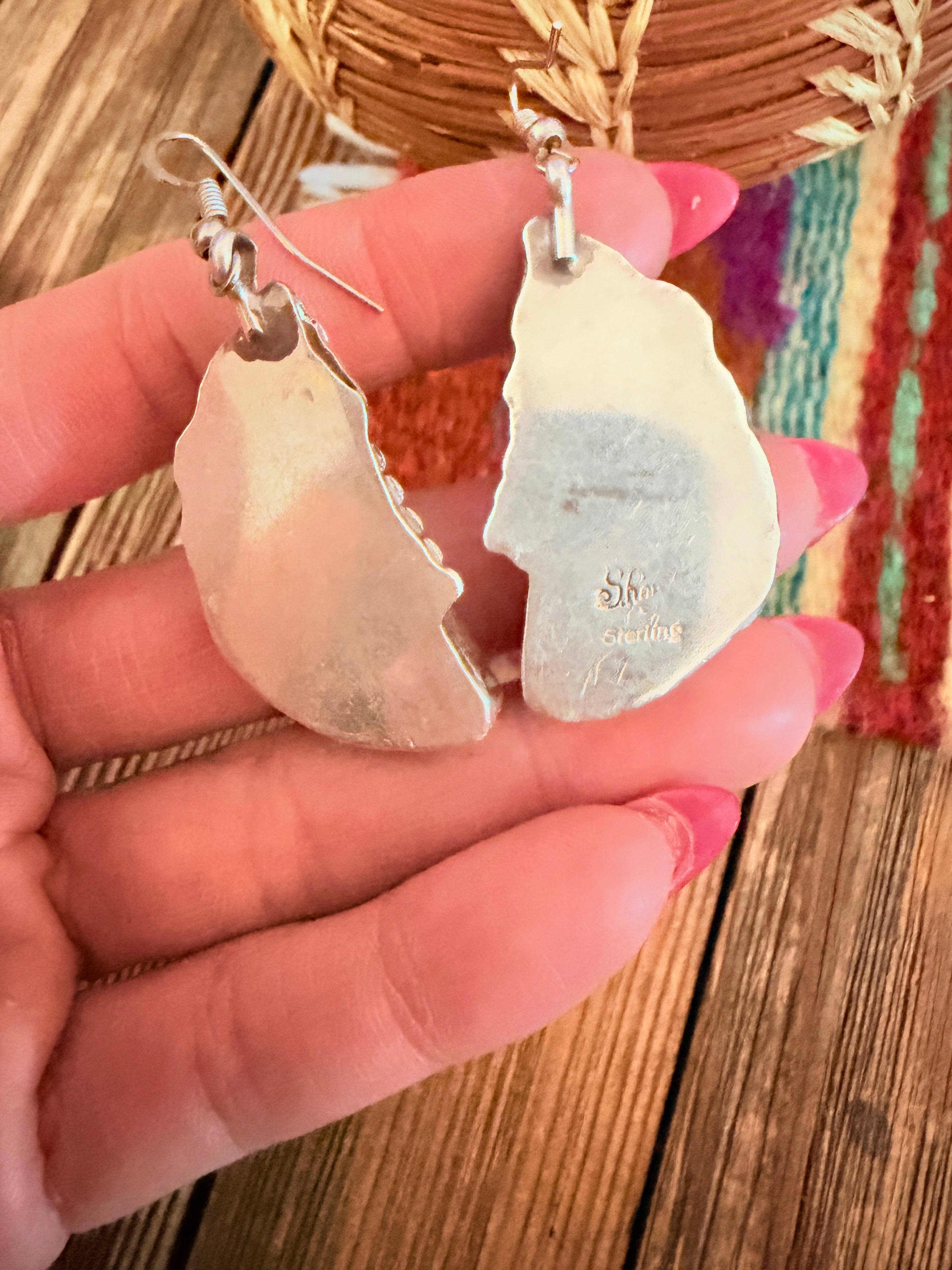 Handcrafted Old Pawn Orange Spiny Oyster & Sterling Silver Dangle Earrings