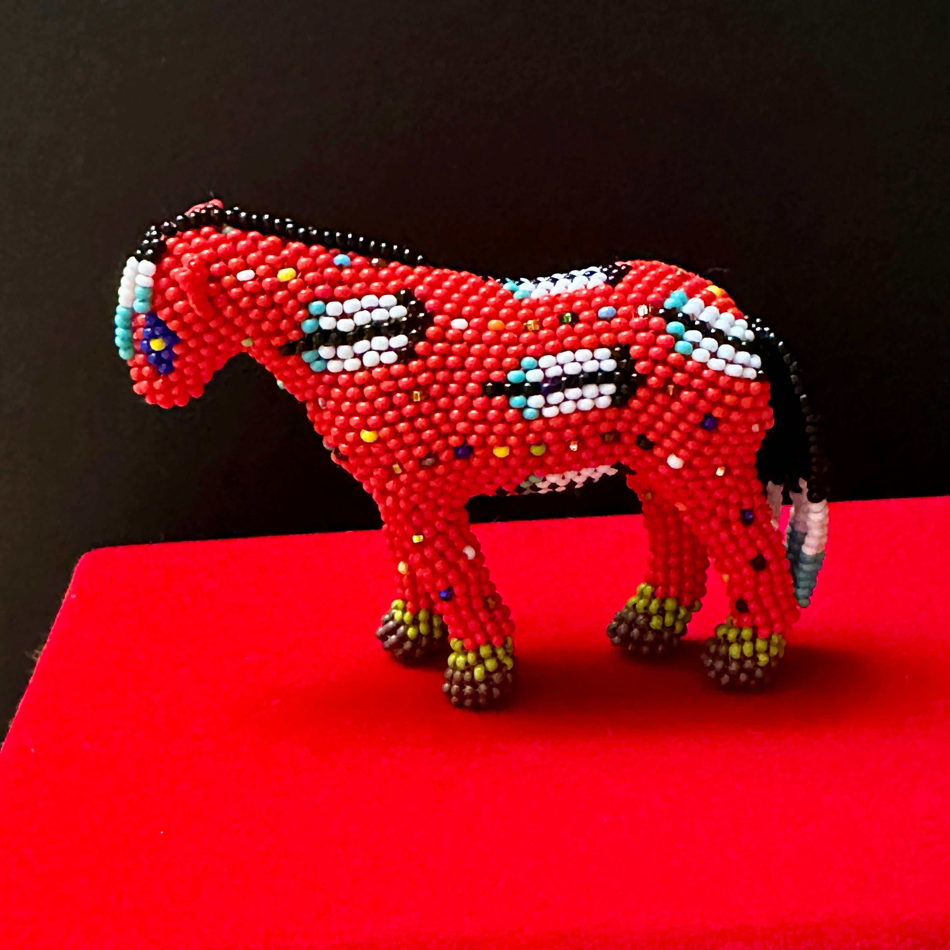Handmade Peyote Stitched Horse Figurine- Red 3