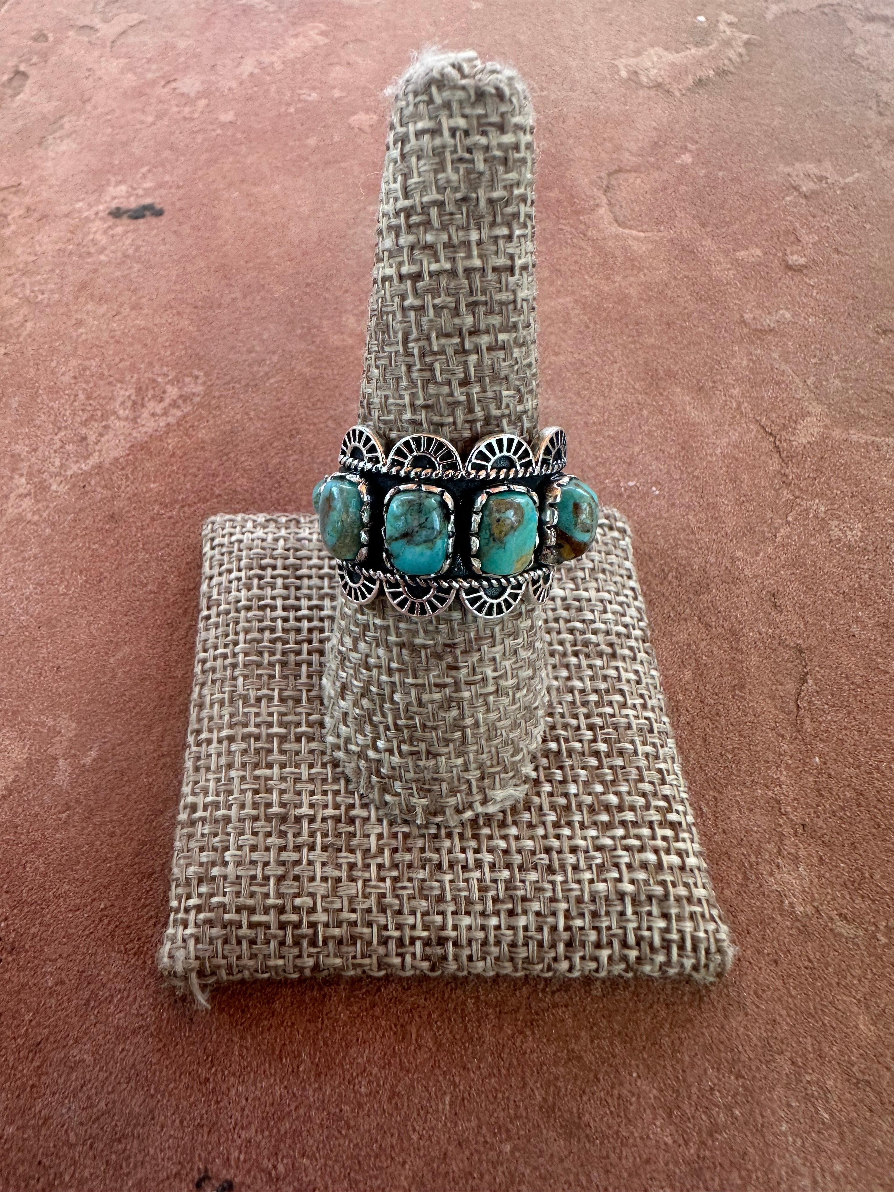 KITTS PEAK Handmade Turquoise And Sterling Silver Adjustable Ring