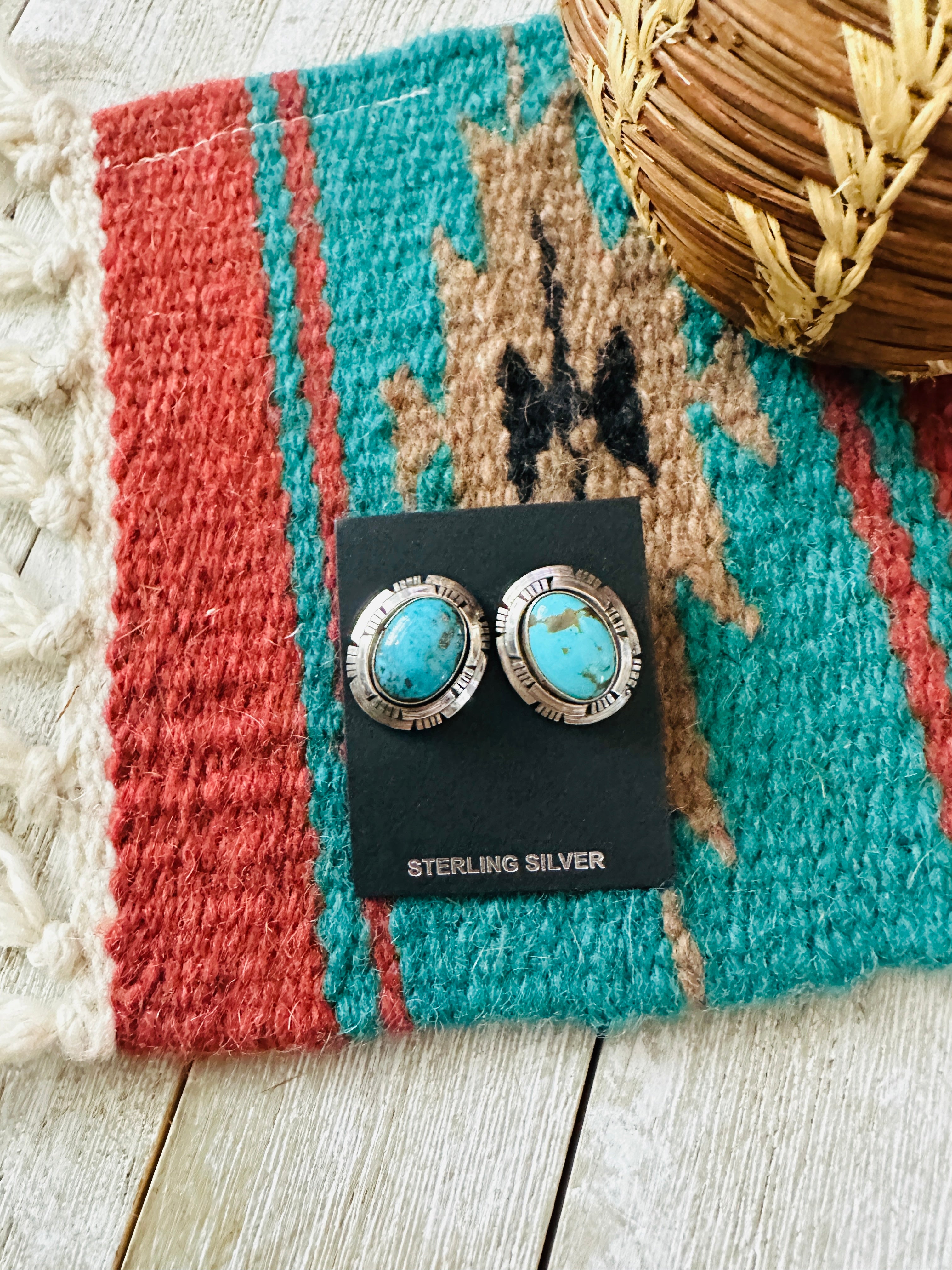 Handcrafted Sterling Silver & Turquoise Post Earrings