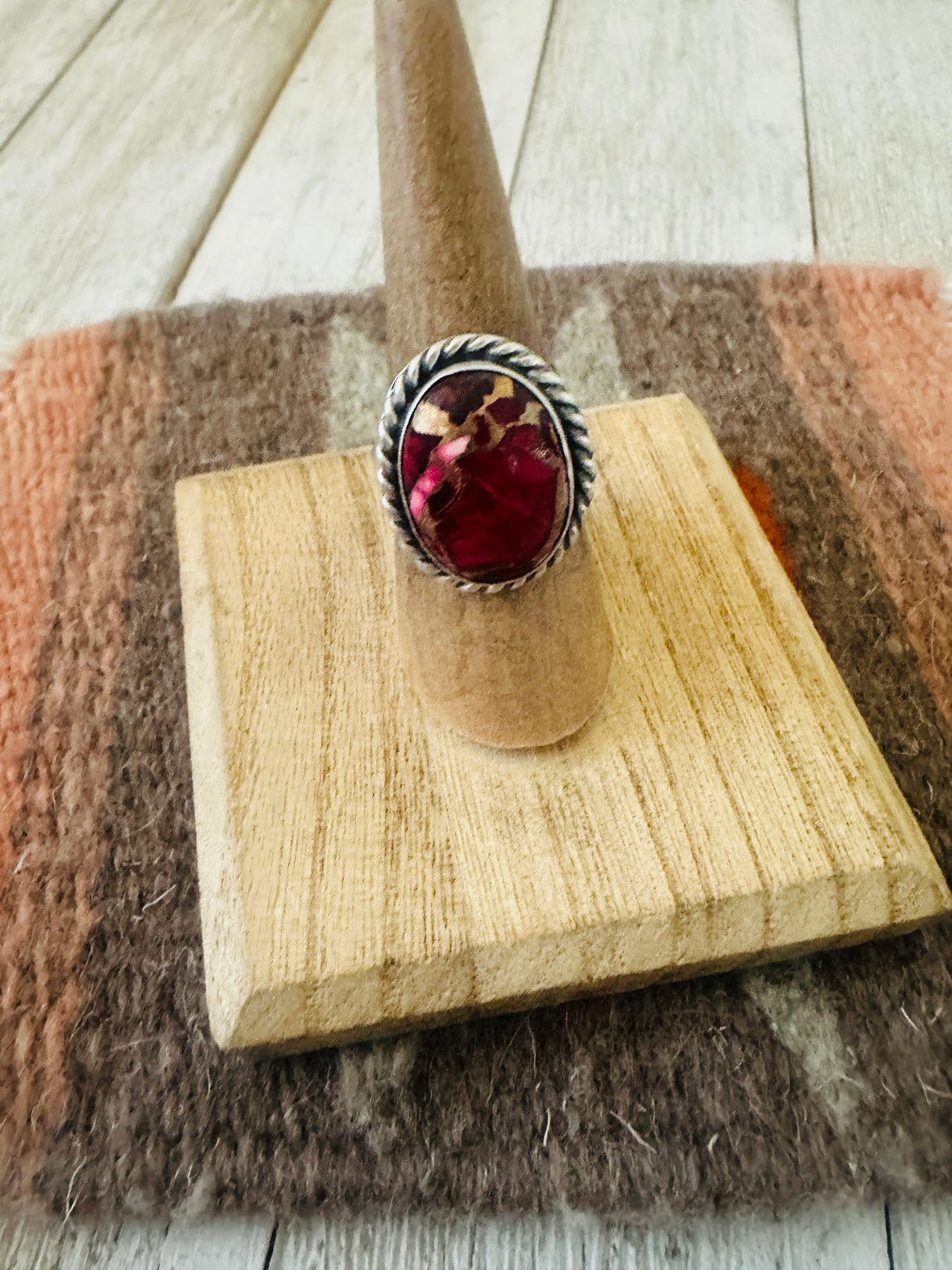 Handcrafted Sterling Silver & Rose Dahlia Adjustable Ring
