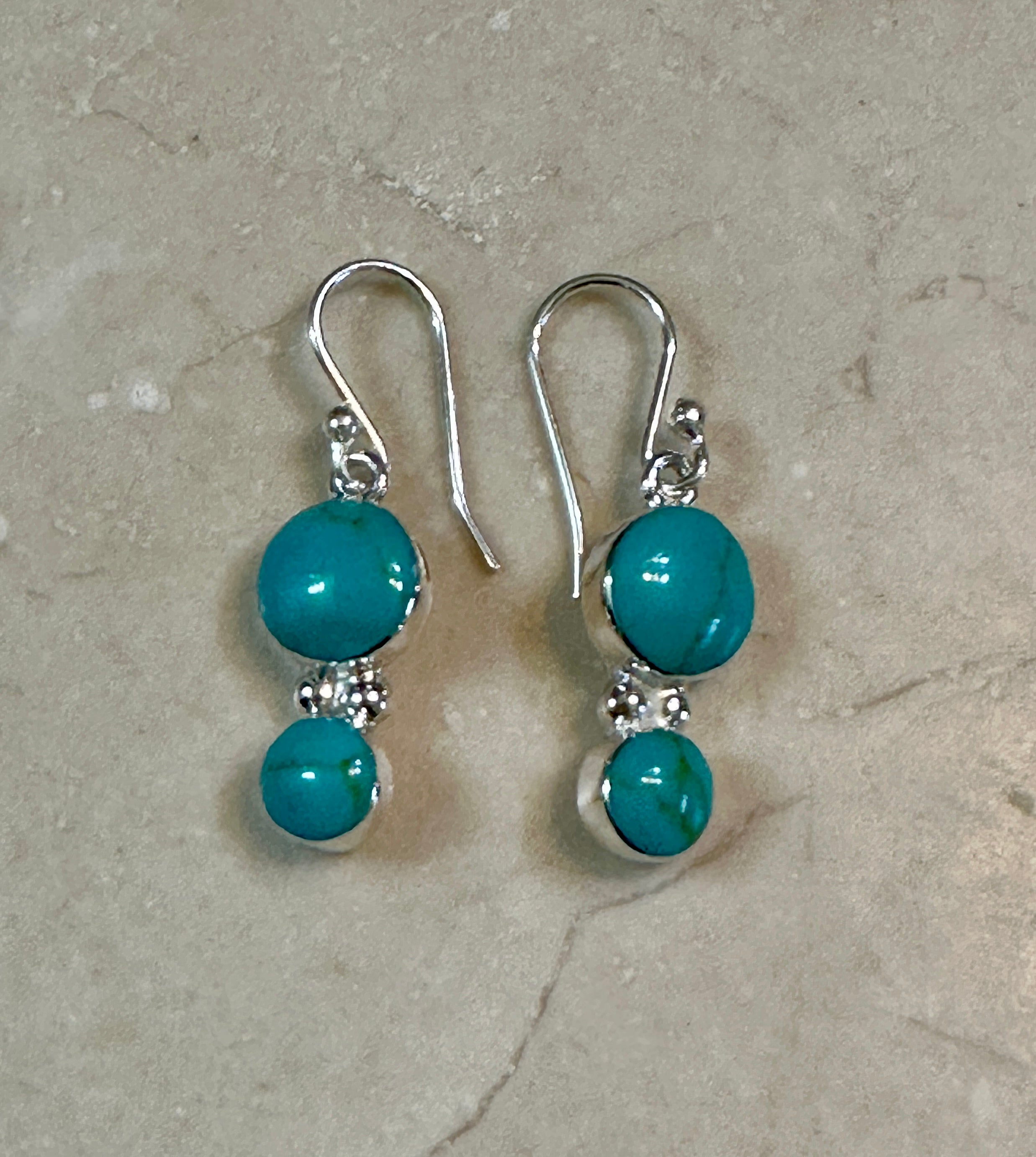 Double Turquoise Cabochons on Hooks