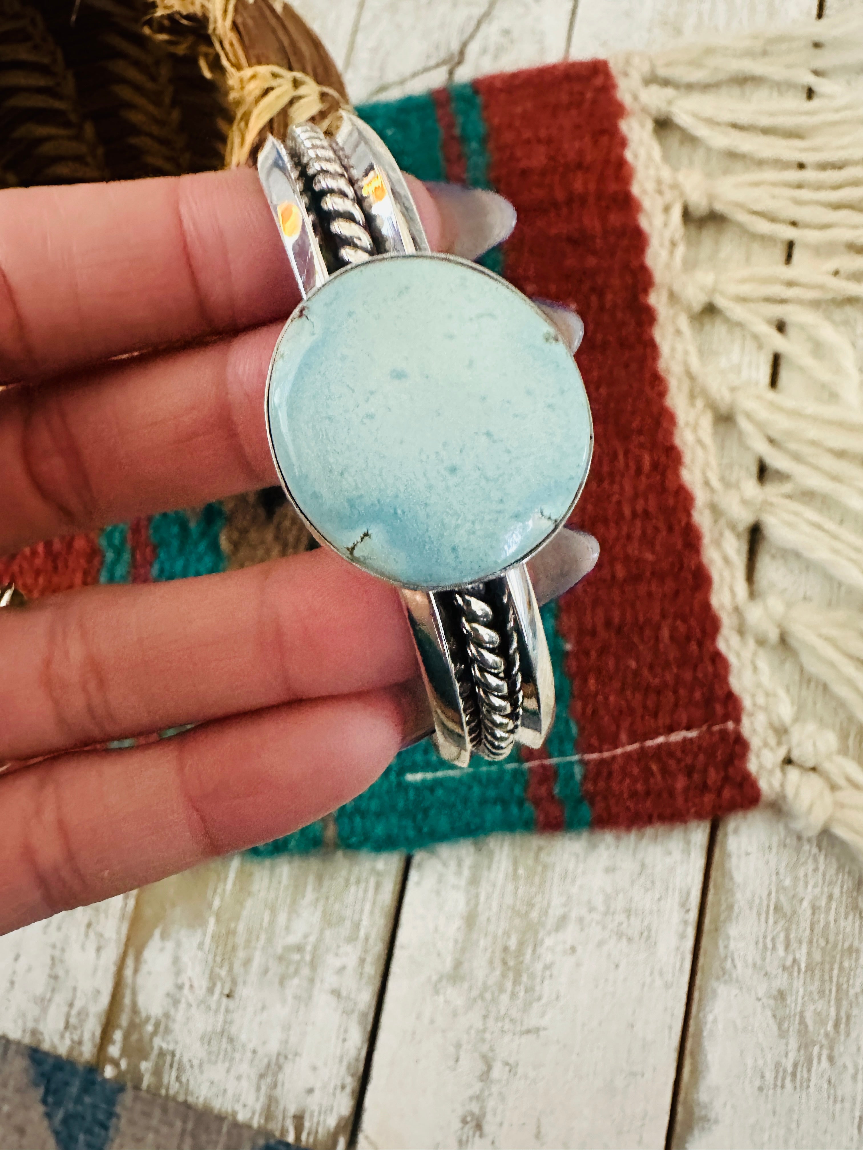 Handcrafted Sterling Silver & Golden Hills Turquoise Cuff Bracelet