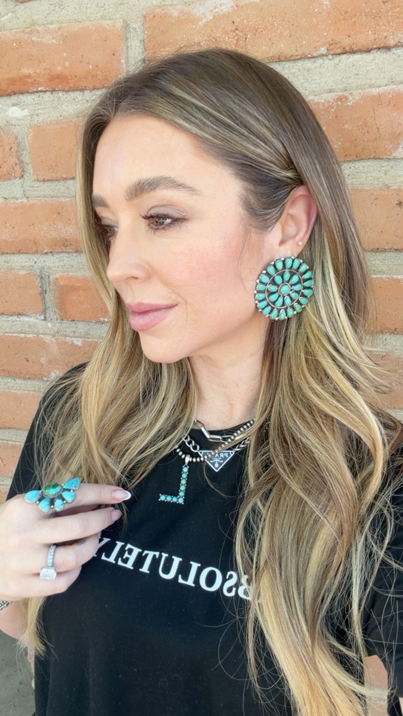 Handcrafted Sterling Silver & Turquoise Cluster Post Earrings MORE BLUE