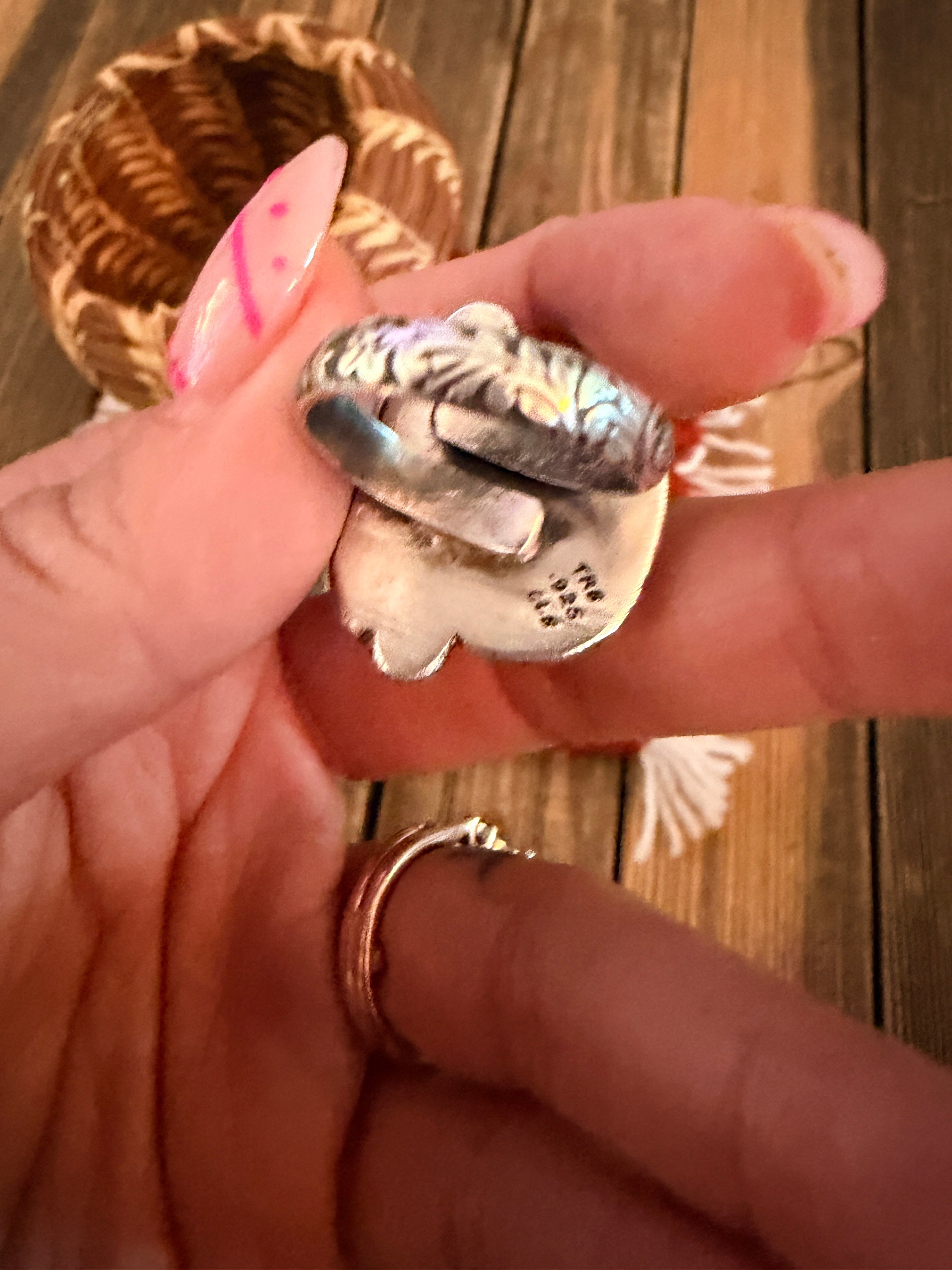 Handmade Sterling Silver and Turquoise Adjustable Ring