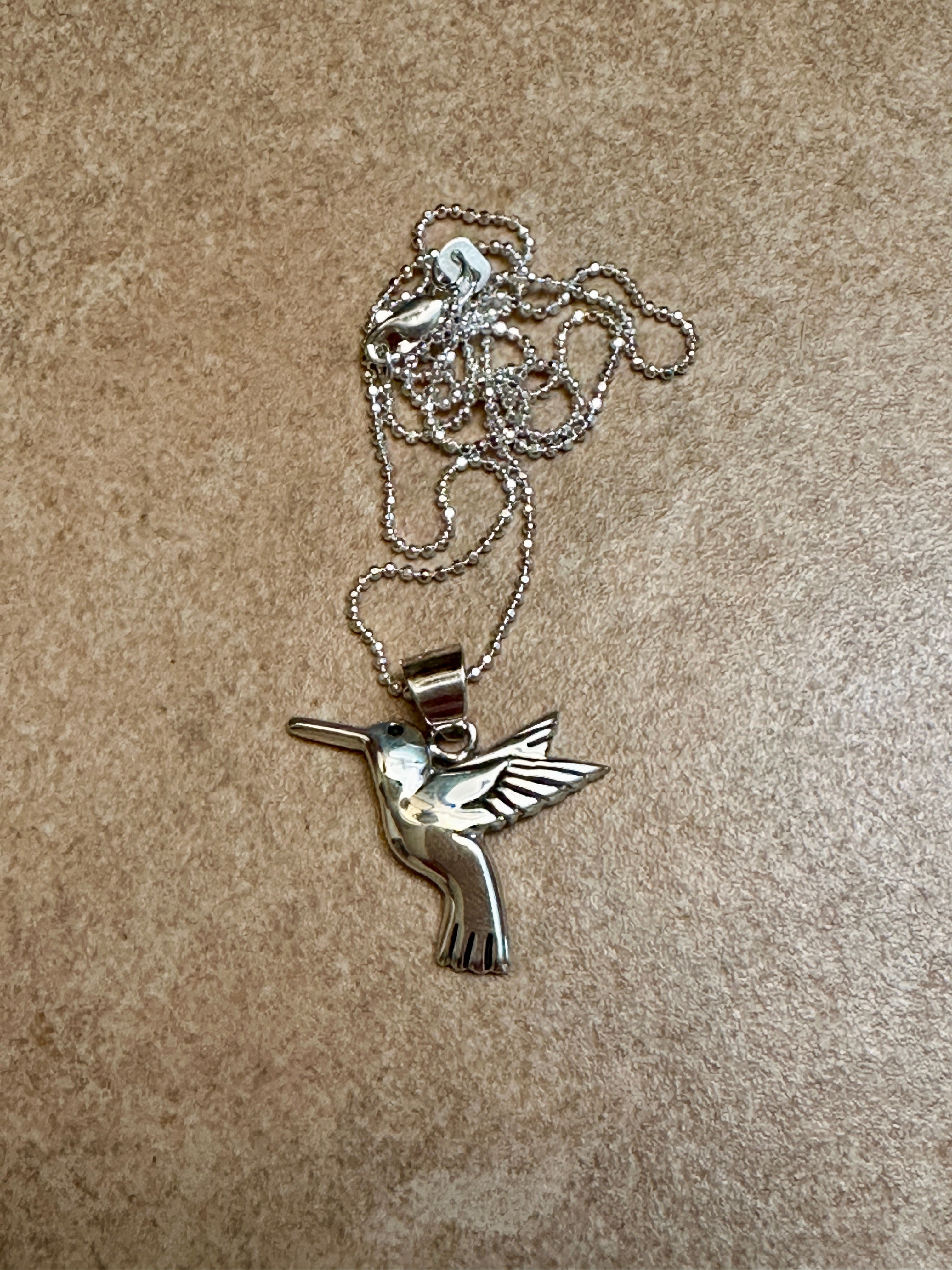 Sterling Silver Hummingbird Pendant Necklace