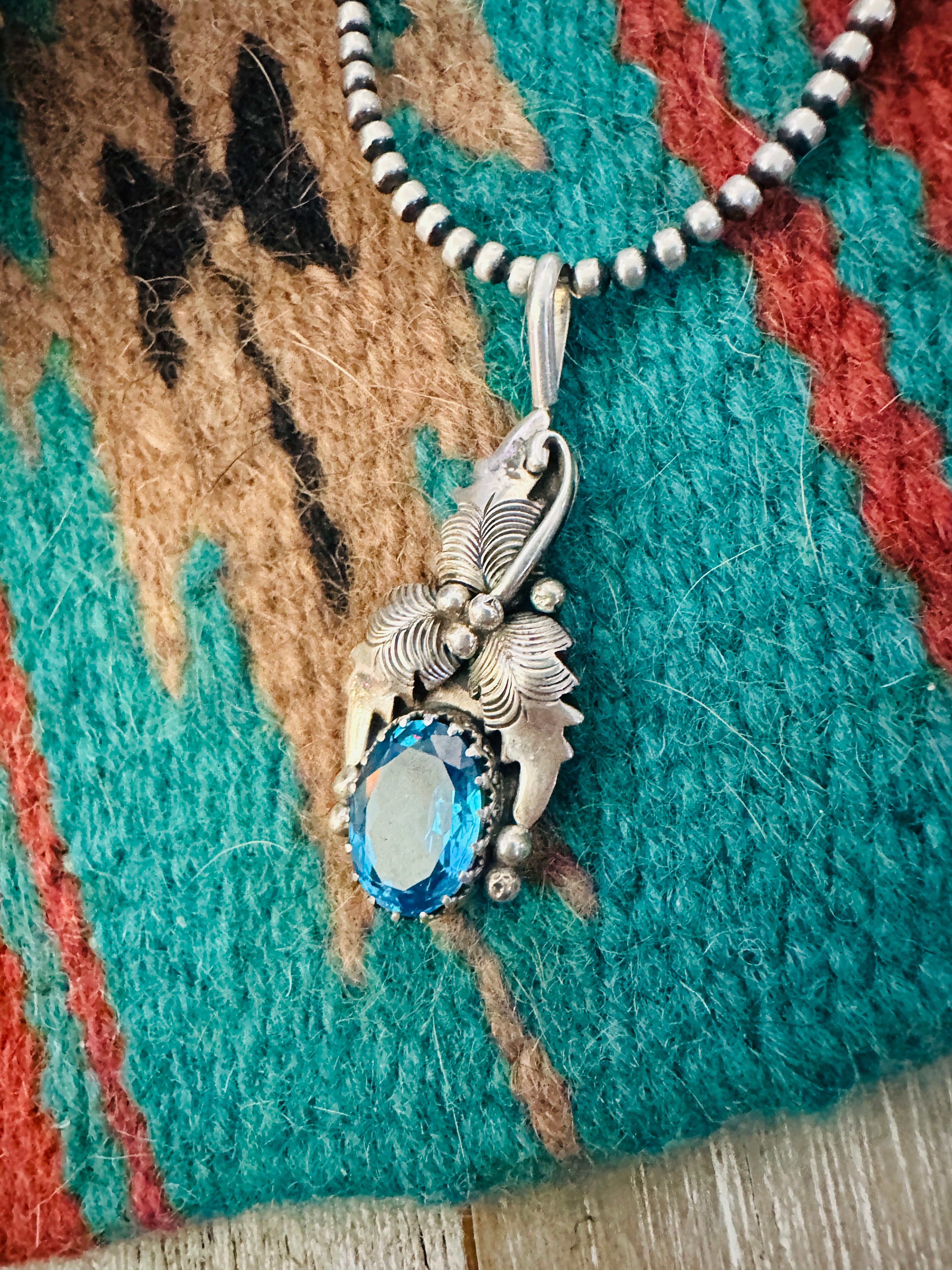 Handcrafted Old Pawn Sterling Silver & Topaz Pendant