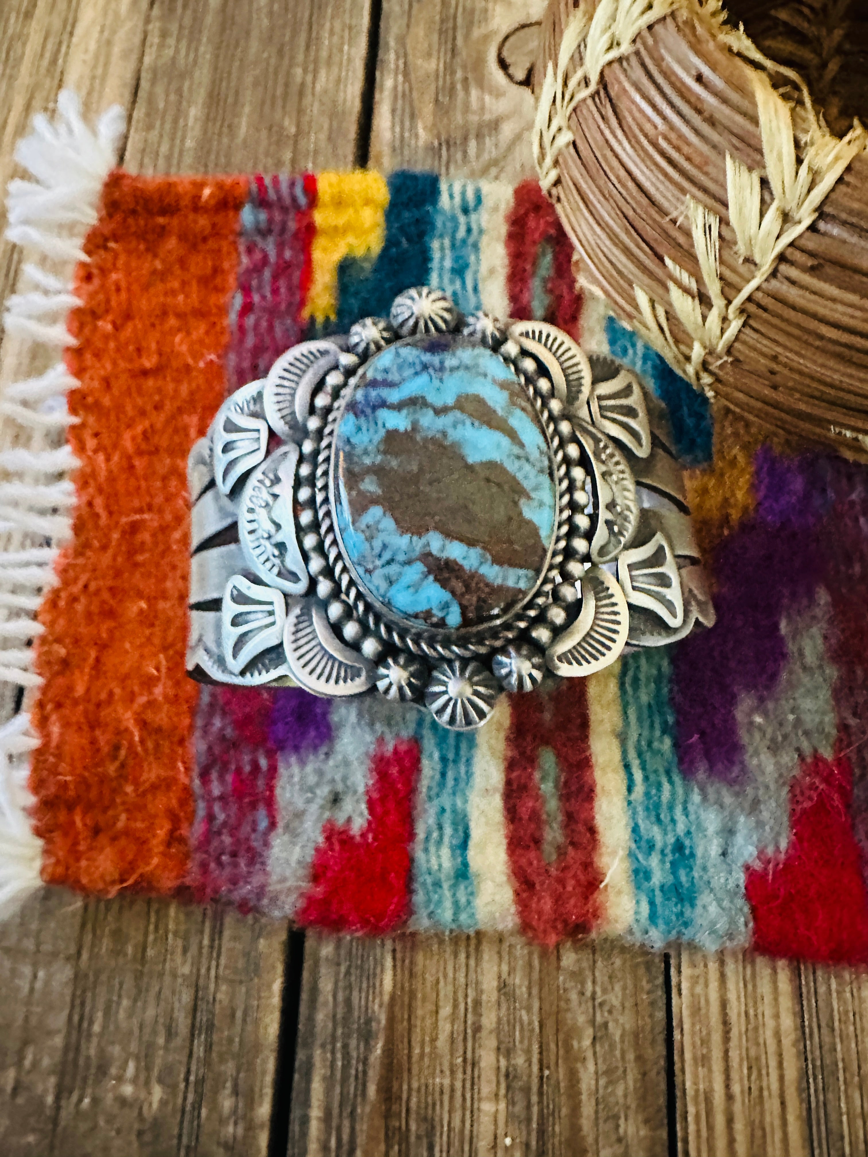 Handcrafted Egyptian Turquoise & Sterling Silver Cuff Bracelet by Randall Endito