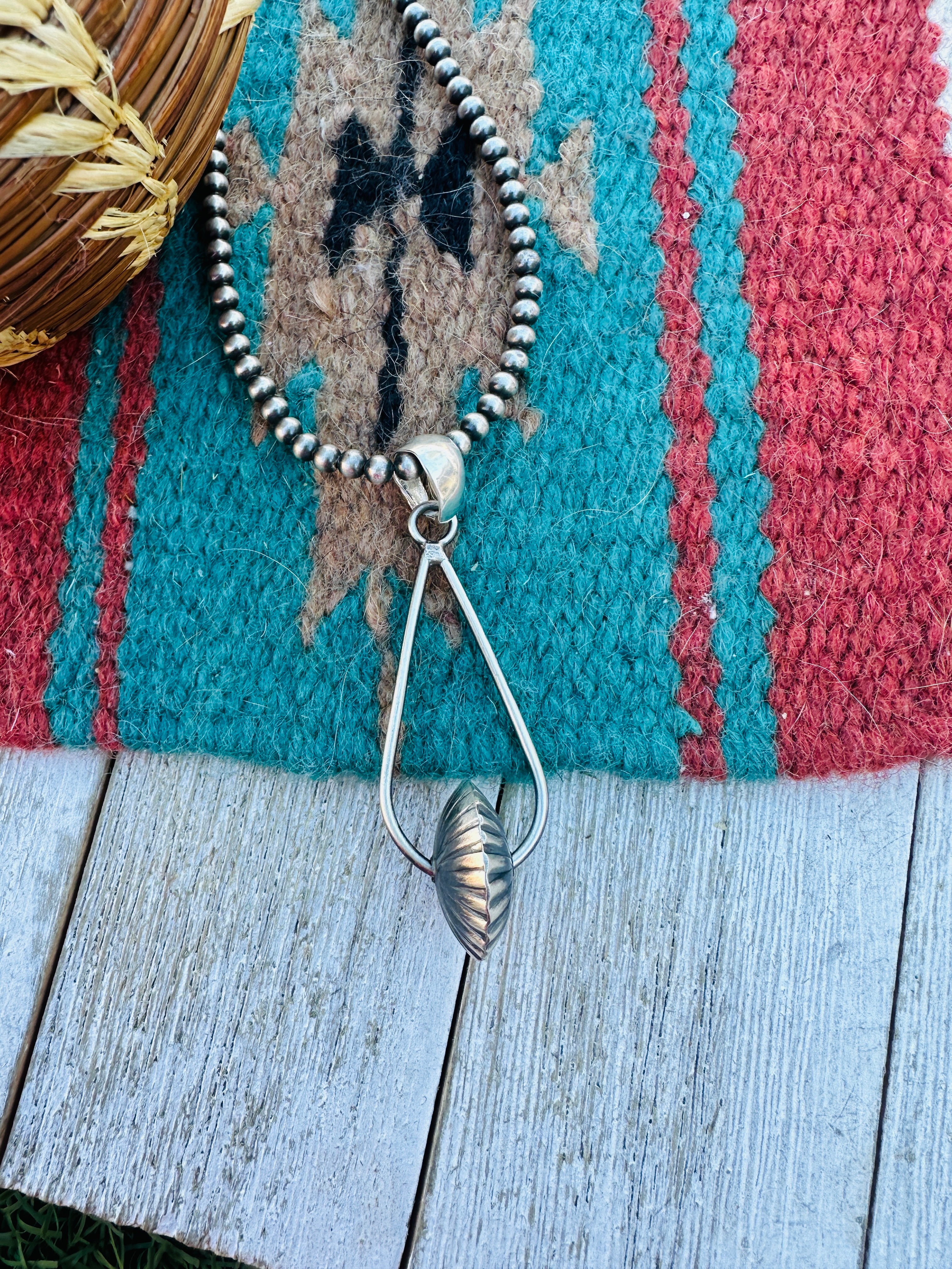 Handcrafted Sterling Silver Teardrop Bead Pendant
