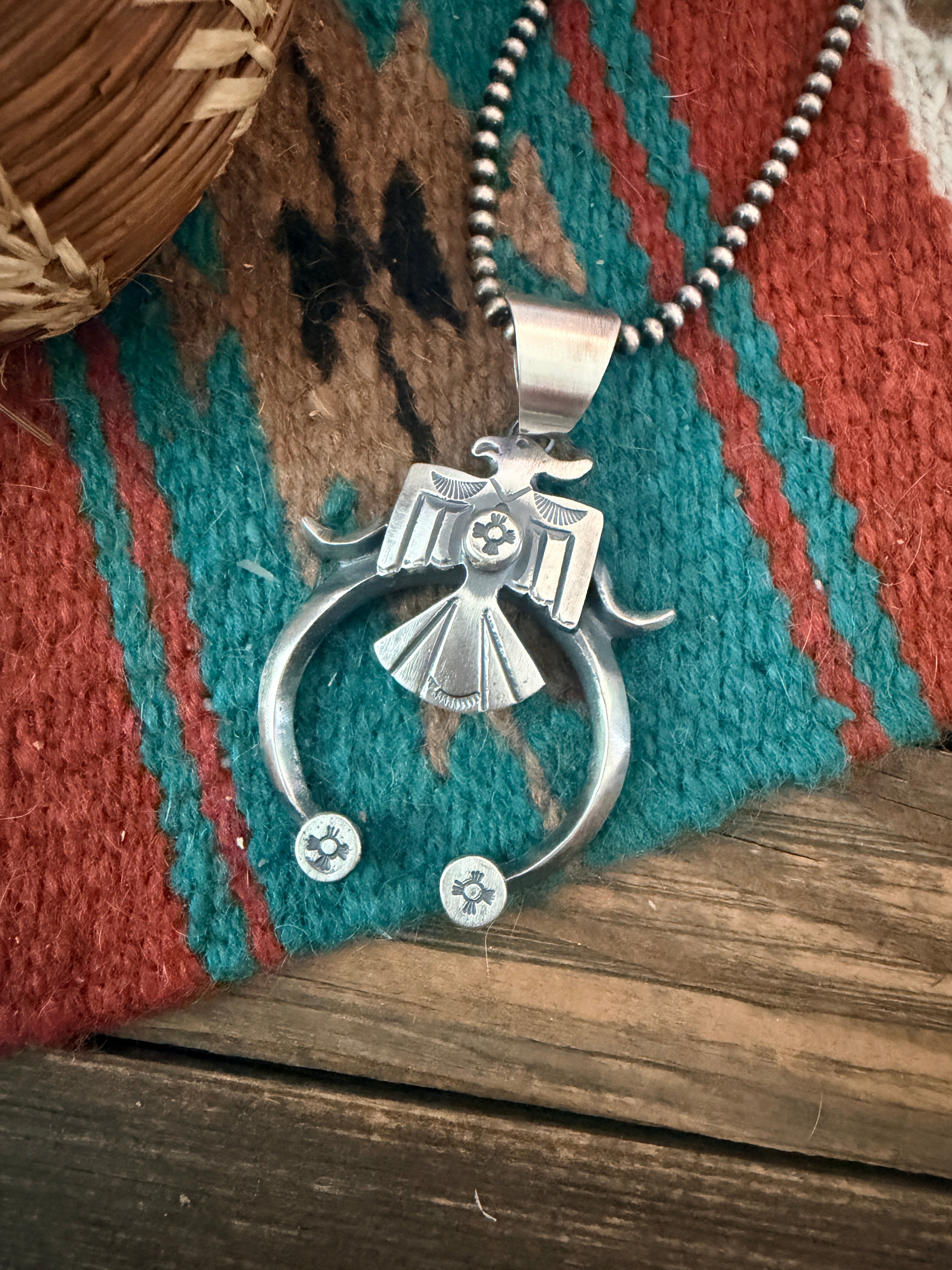 Handcrafted Sterling Silver Thunderbird Naja Pendant by Chimney Butte