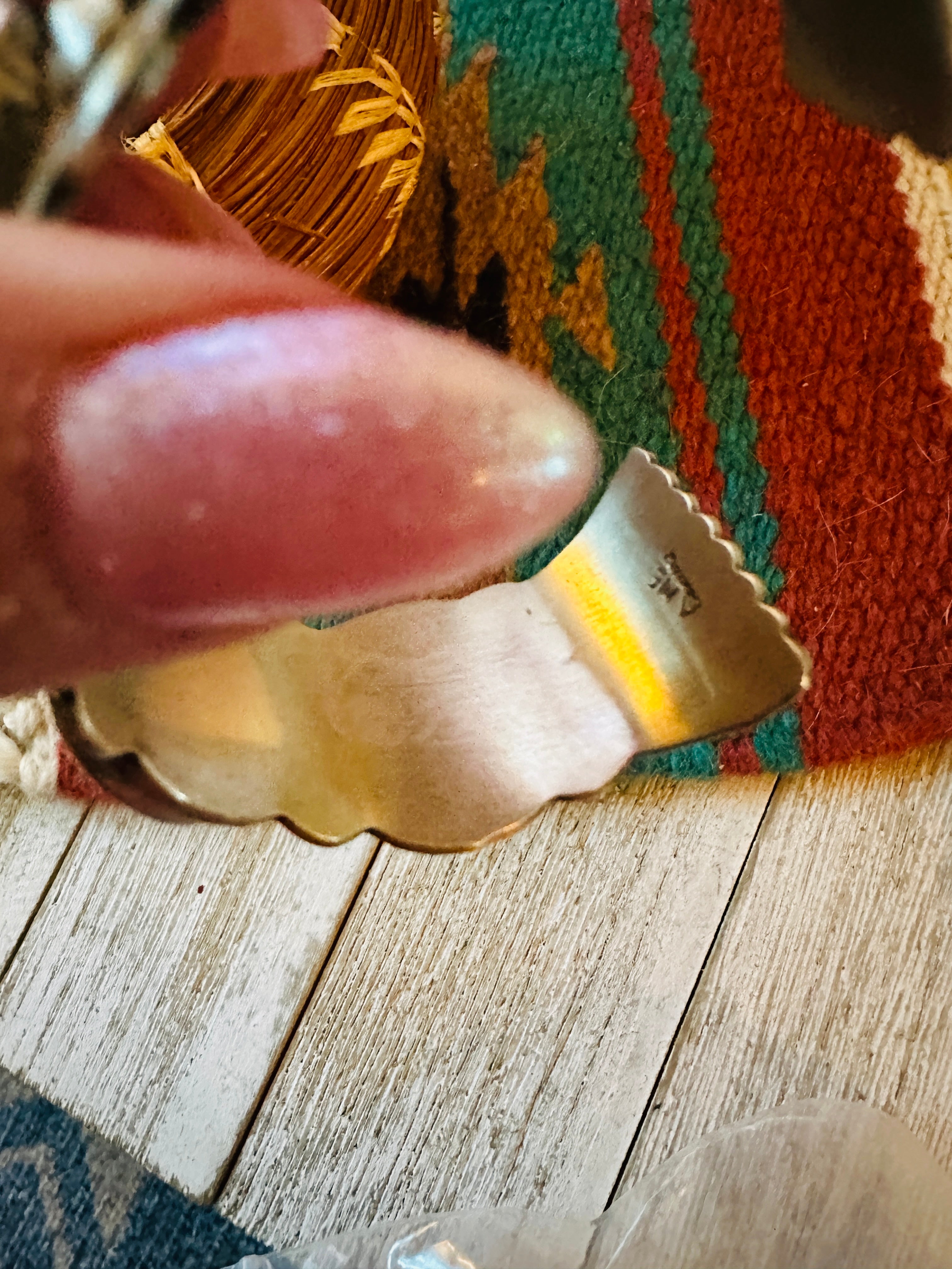 Handcrafted Green Kingman Turquoise & Sterling Silver Cuff Bracelet