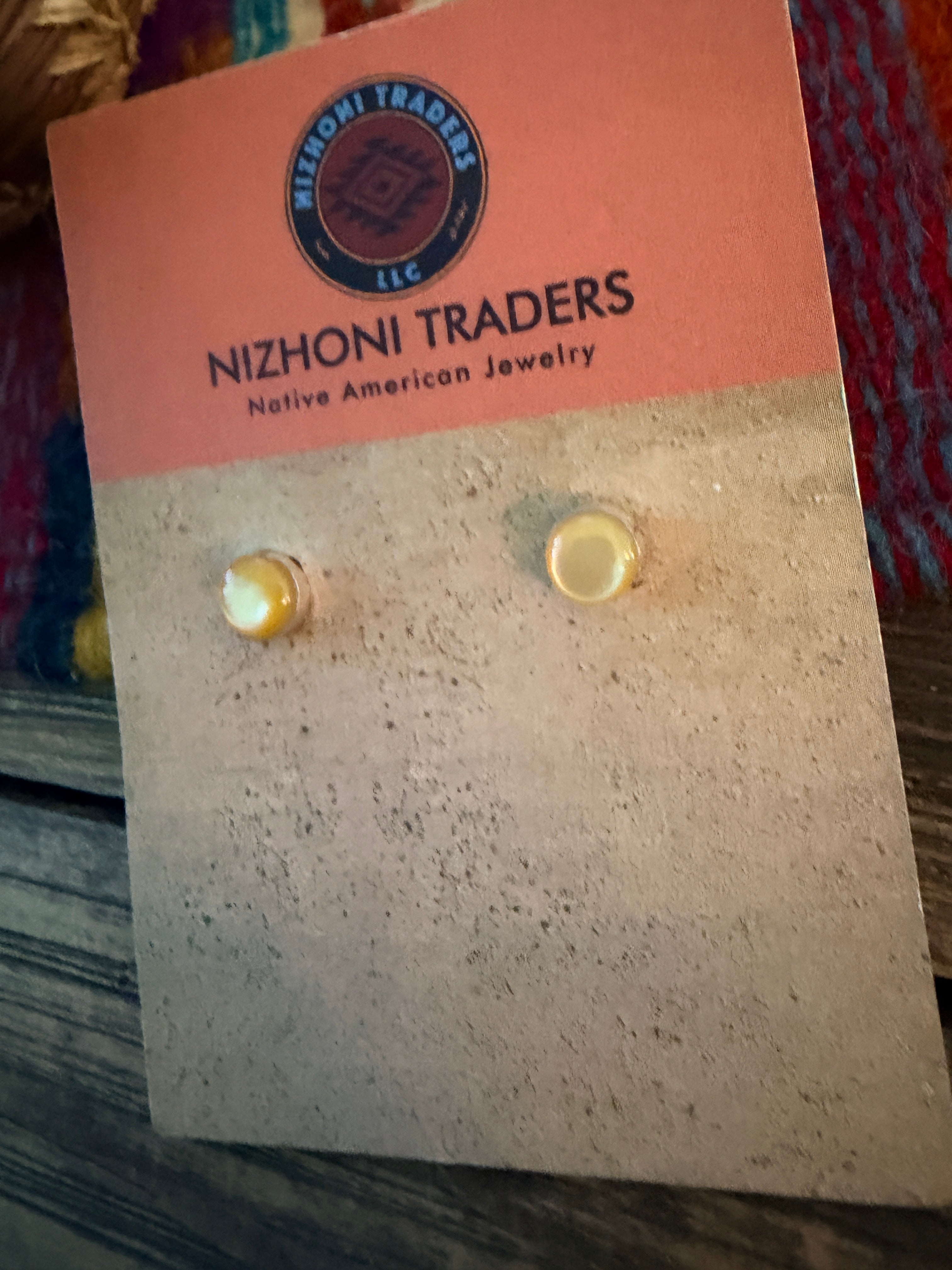 Handcrafted Sterling Silver and Mother of Pearl Stud Earrings