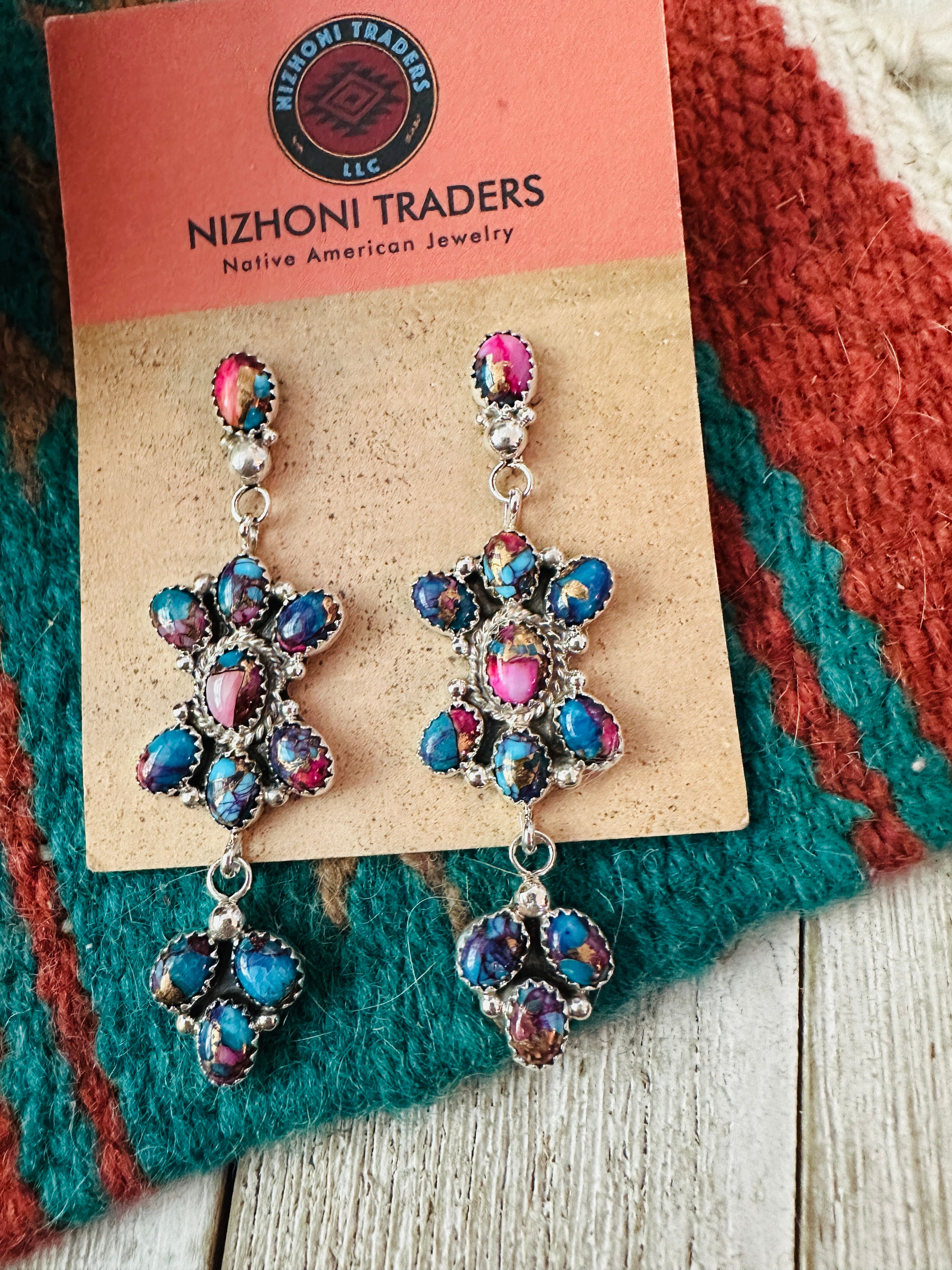 Handcrafted Pink Dream Mojave & Sterling Silver Dangle Earrings