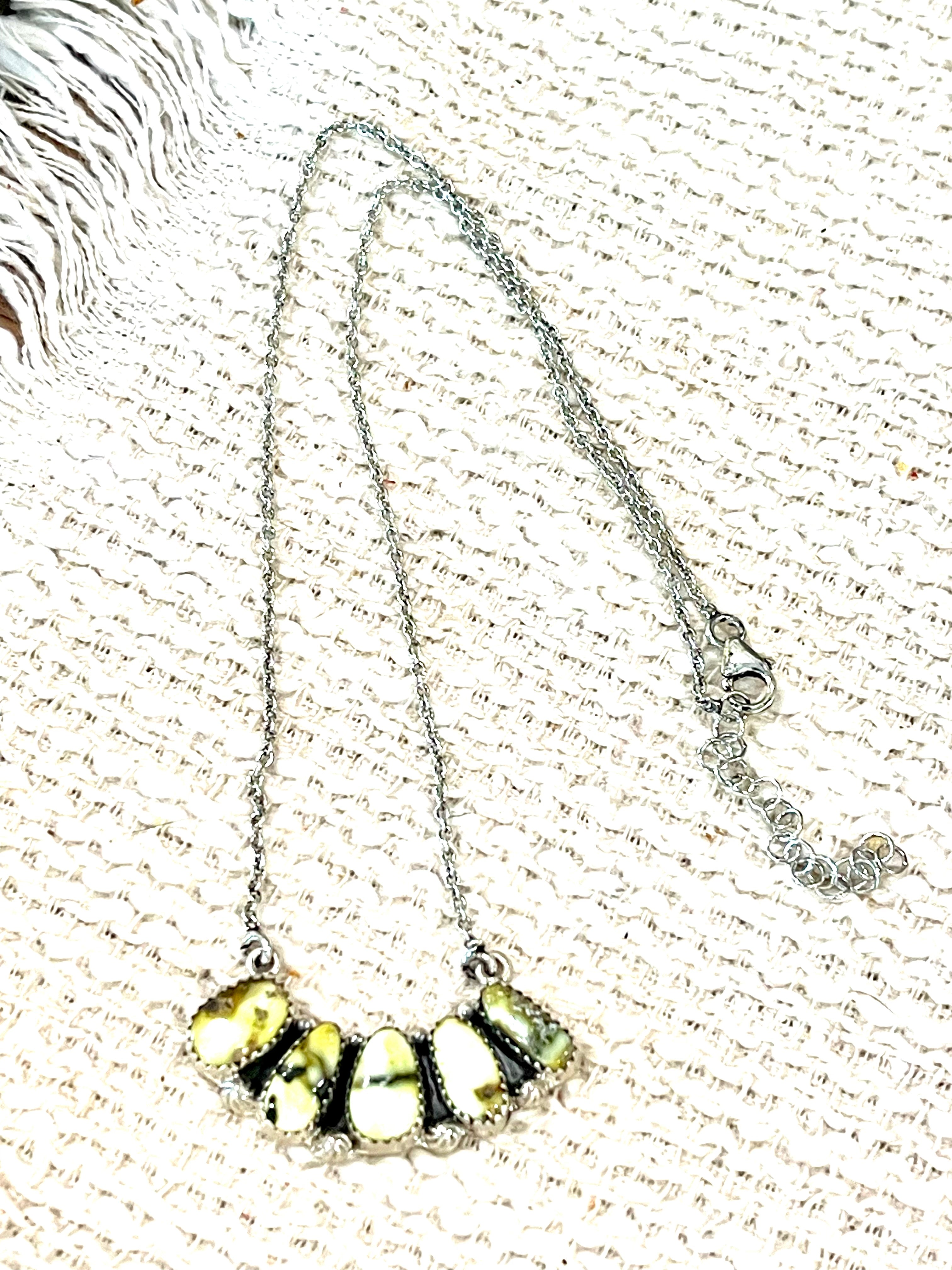 Handcrafted Sterling Silver & Palomino Turquoise Cluster Necklace