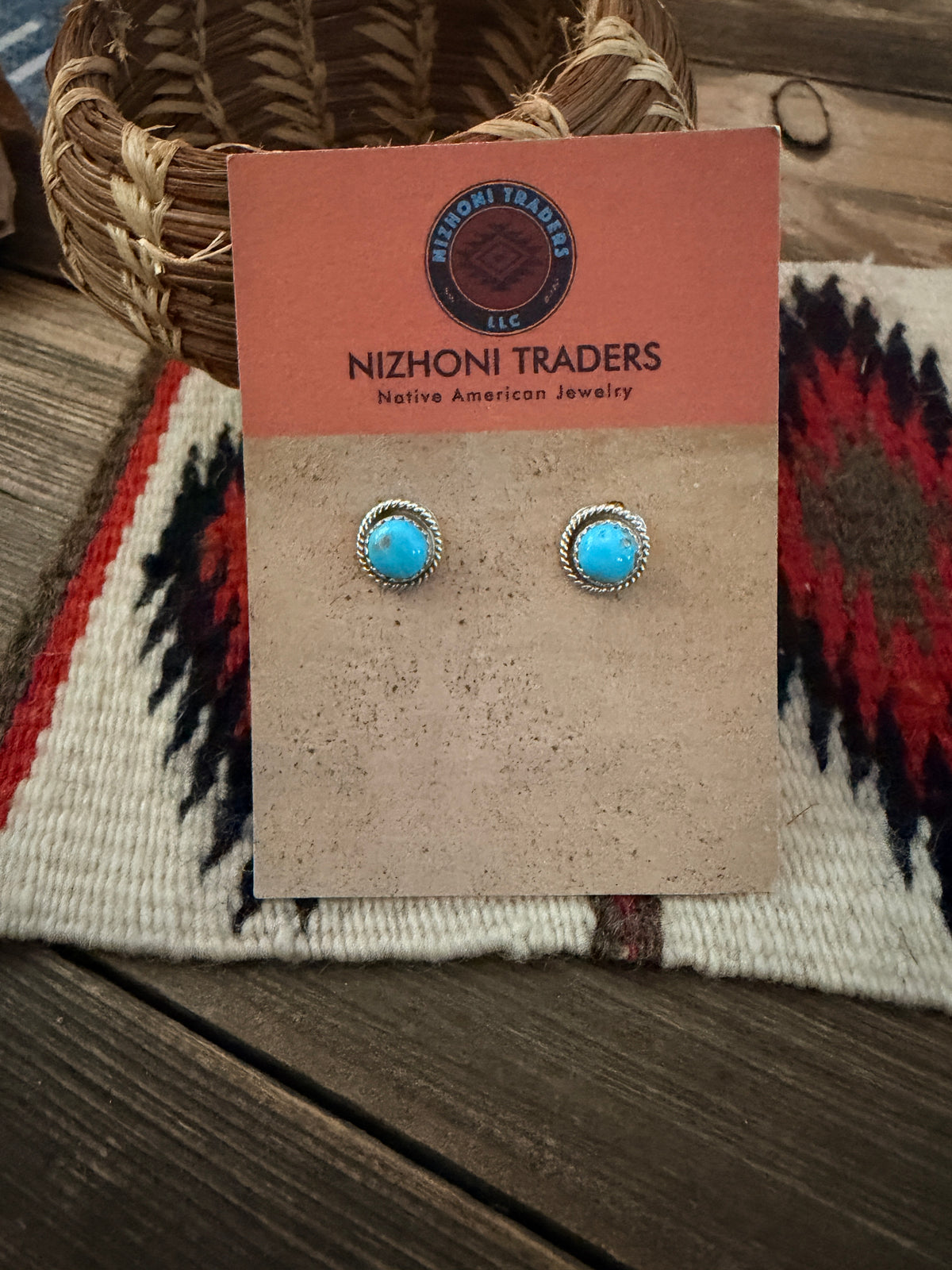Handcrafted Sterling Silver & Turquoise Stud Earrings